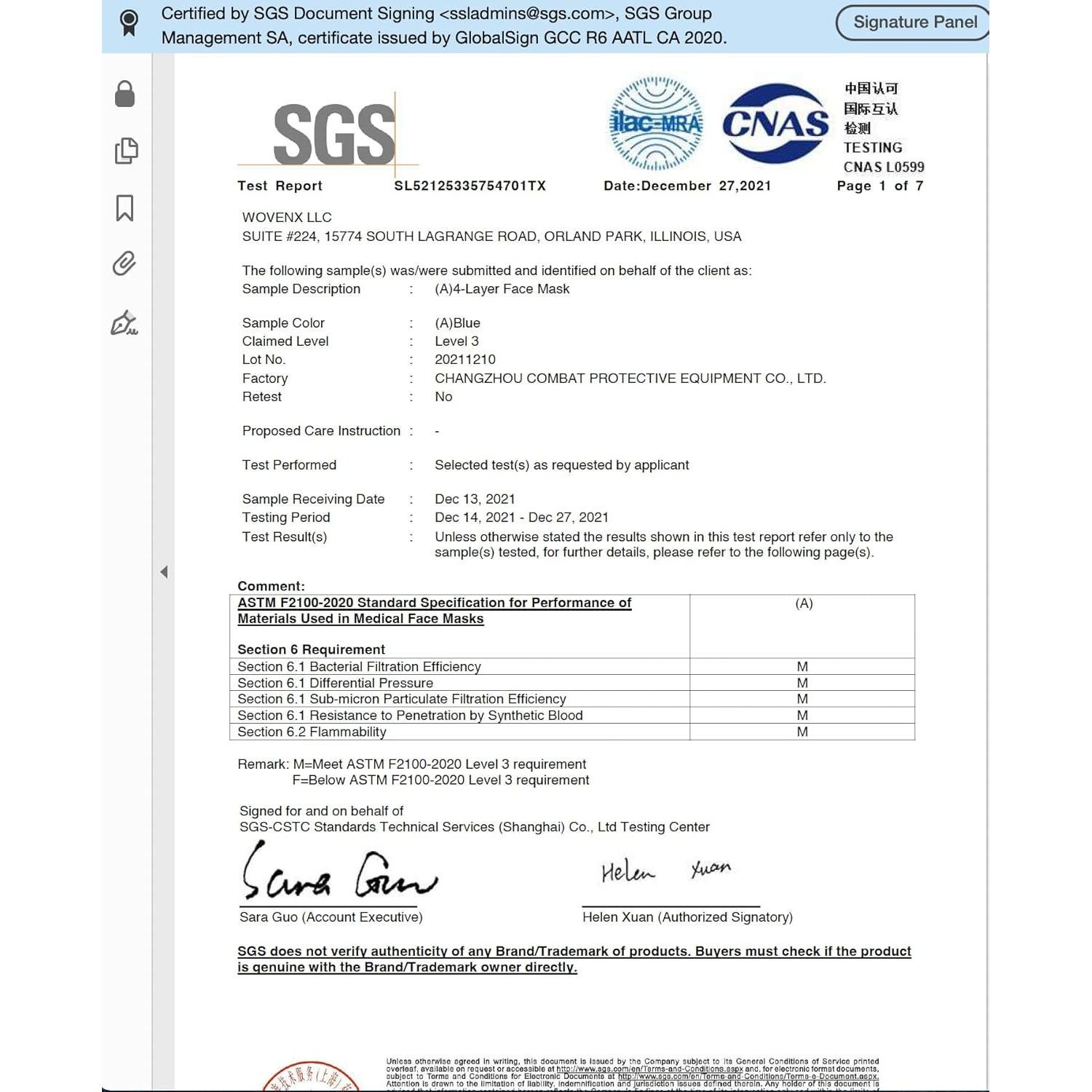 Máscara Facial Desechable Wovenx ASTM 3 Azul 50 Unidades
