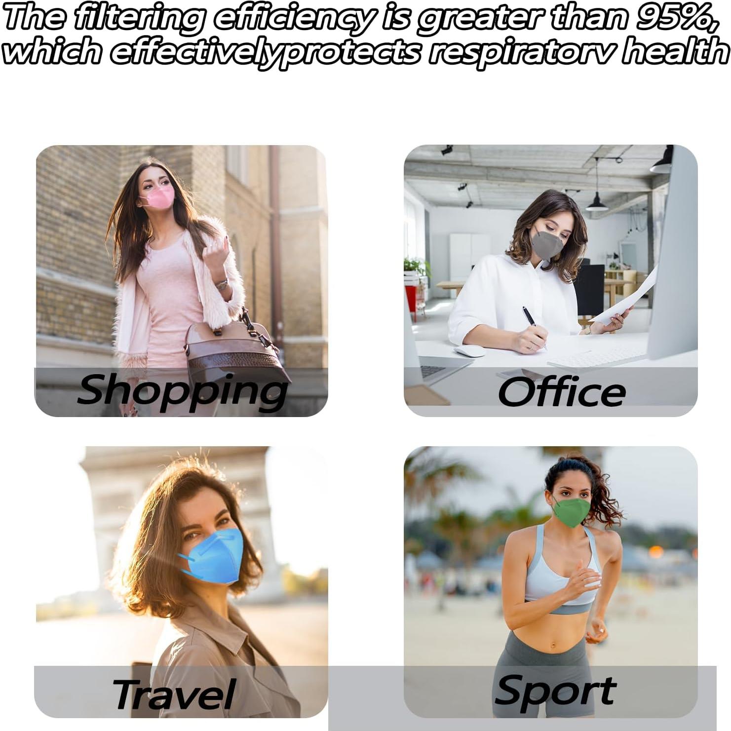 Mascarillas KN95 50pcs 5 Capas Eficiencia >95% Transpirables