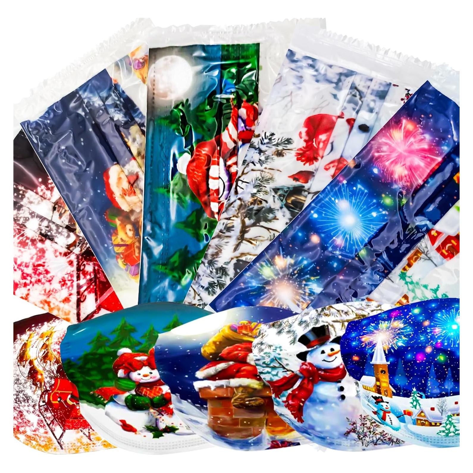 Mascarillas Faciales Desechables Navidad 50 Unidades 3 Capas