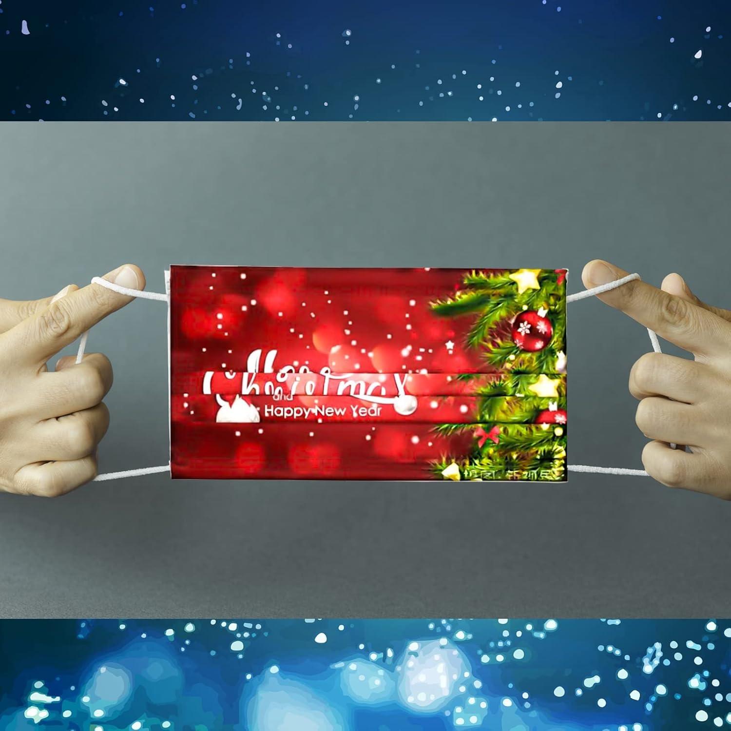 Mascarillas Faciales Desechables Navidad 50 Unidades 3 Capas