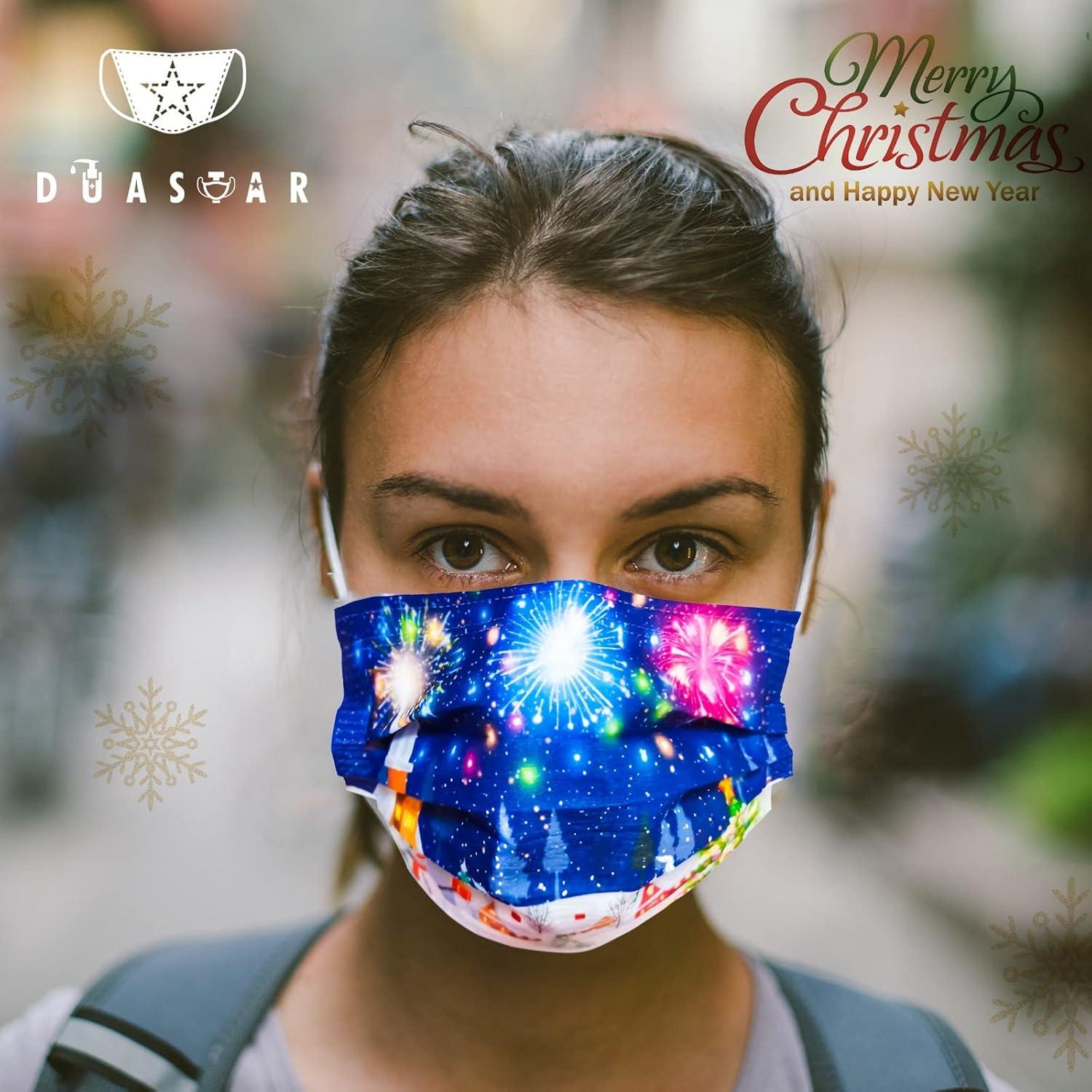 Mascarillas Faciales Desechables Navidad 50 Unidades 3 Capas