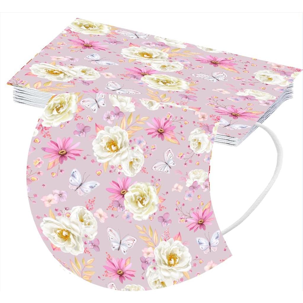 Cubierta Facial Desechable Floral 50 Pcs 3 Capas Adultos
