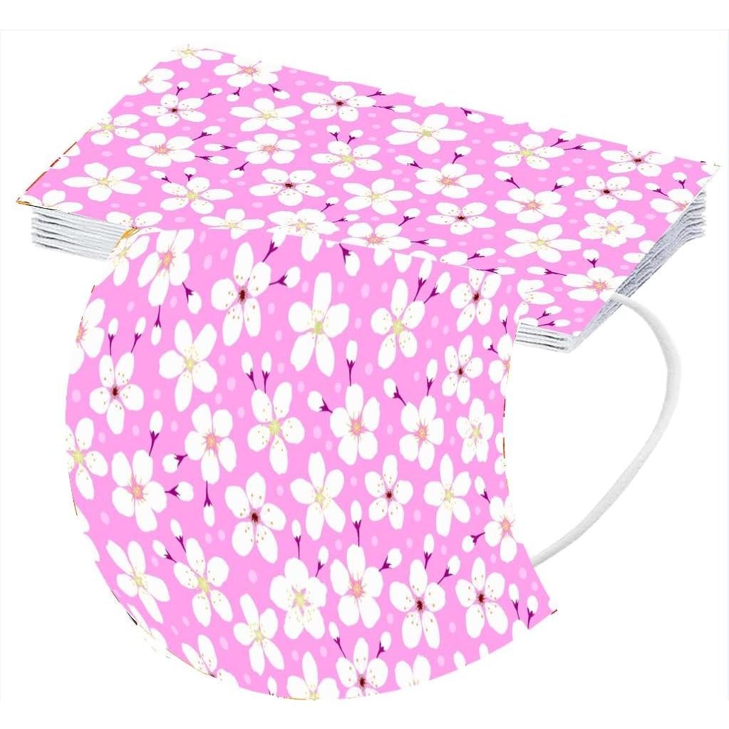 Cubierta Facial Desechable Floral 50 Pcs 3 Capas Adultos