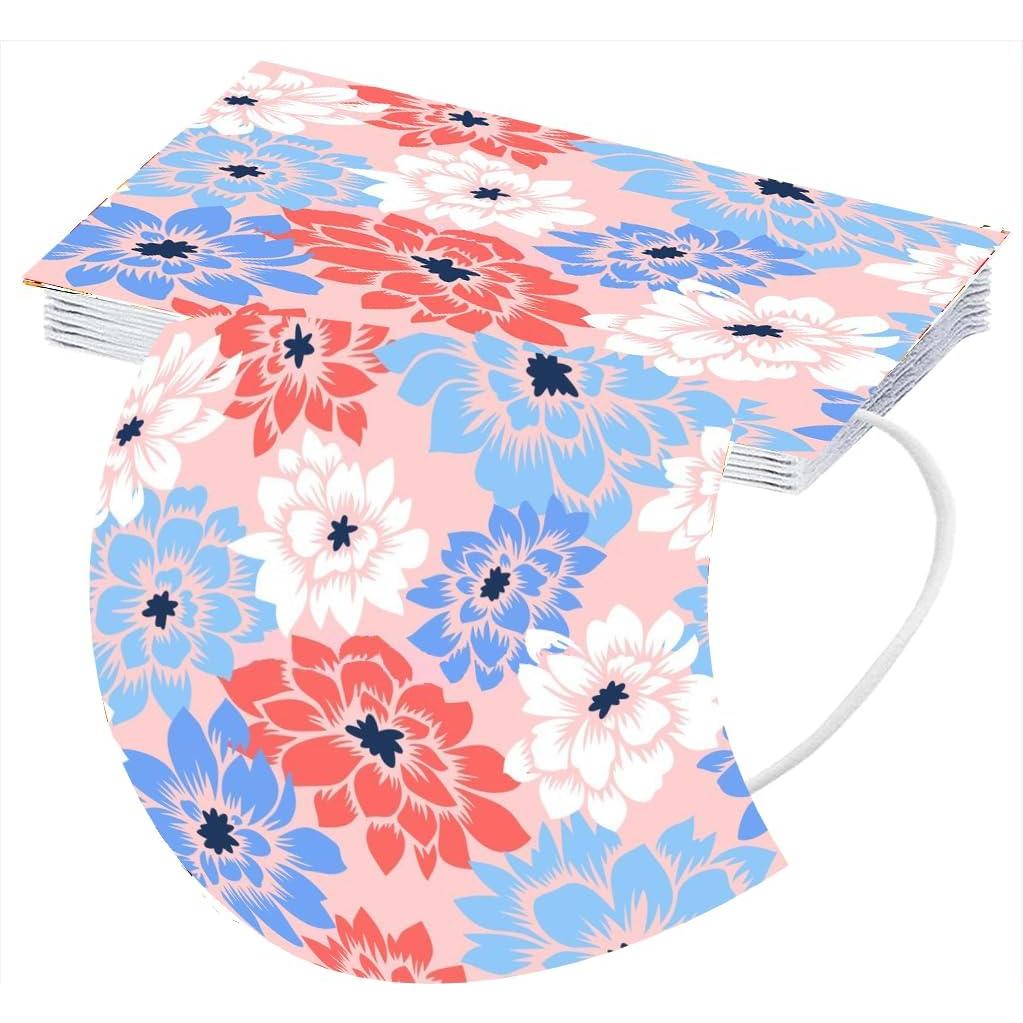 Cubierta Facial Desechable Floral 50 Pcs 3 Capas Adultos