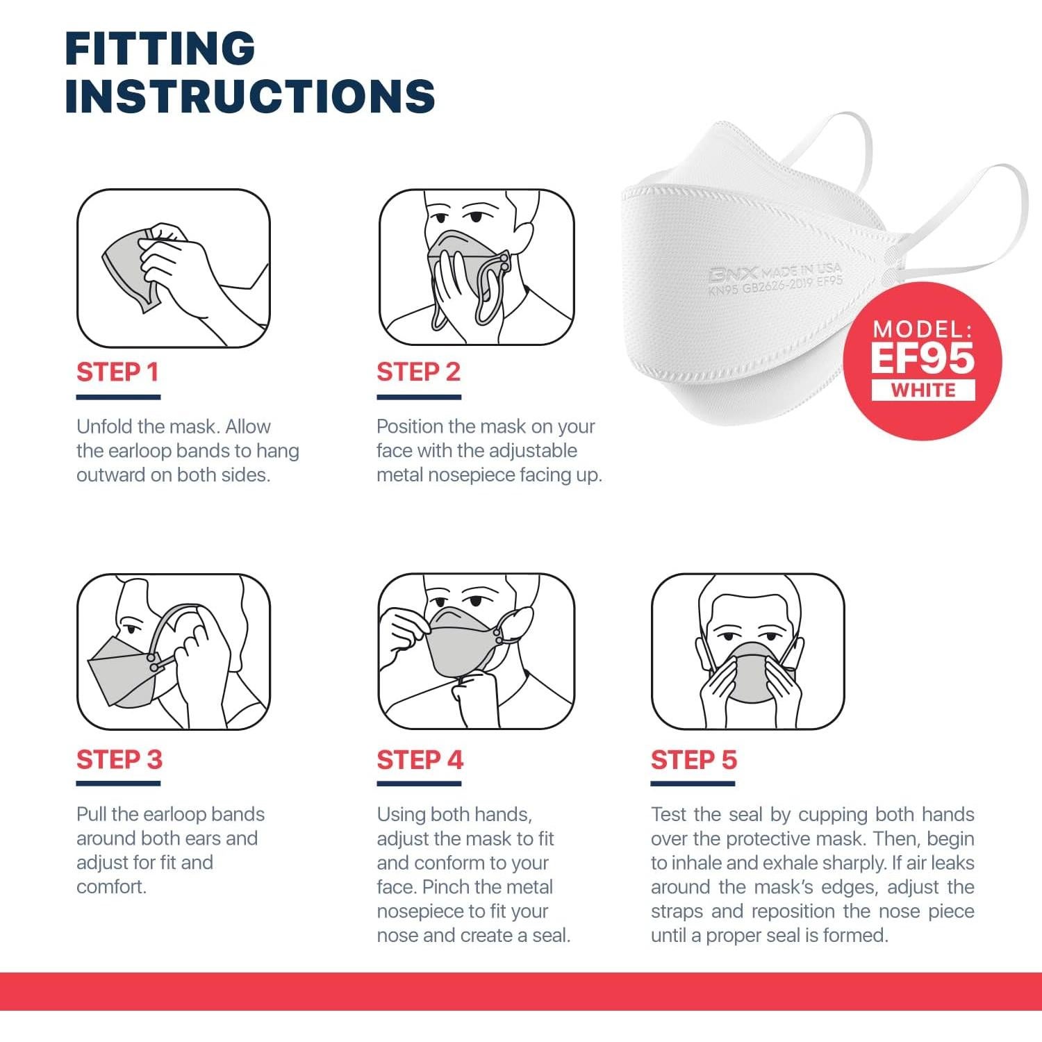 Paquete de 20 Mascarillas KN95 BNX Plegables Hechas en EE. UU.