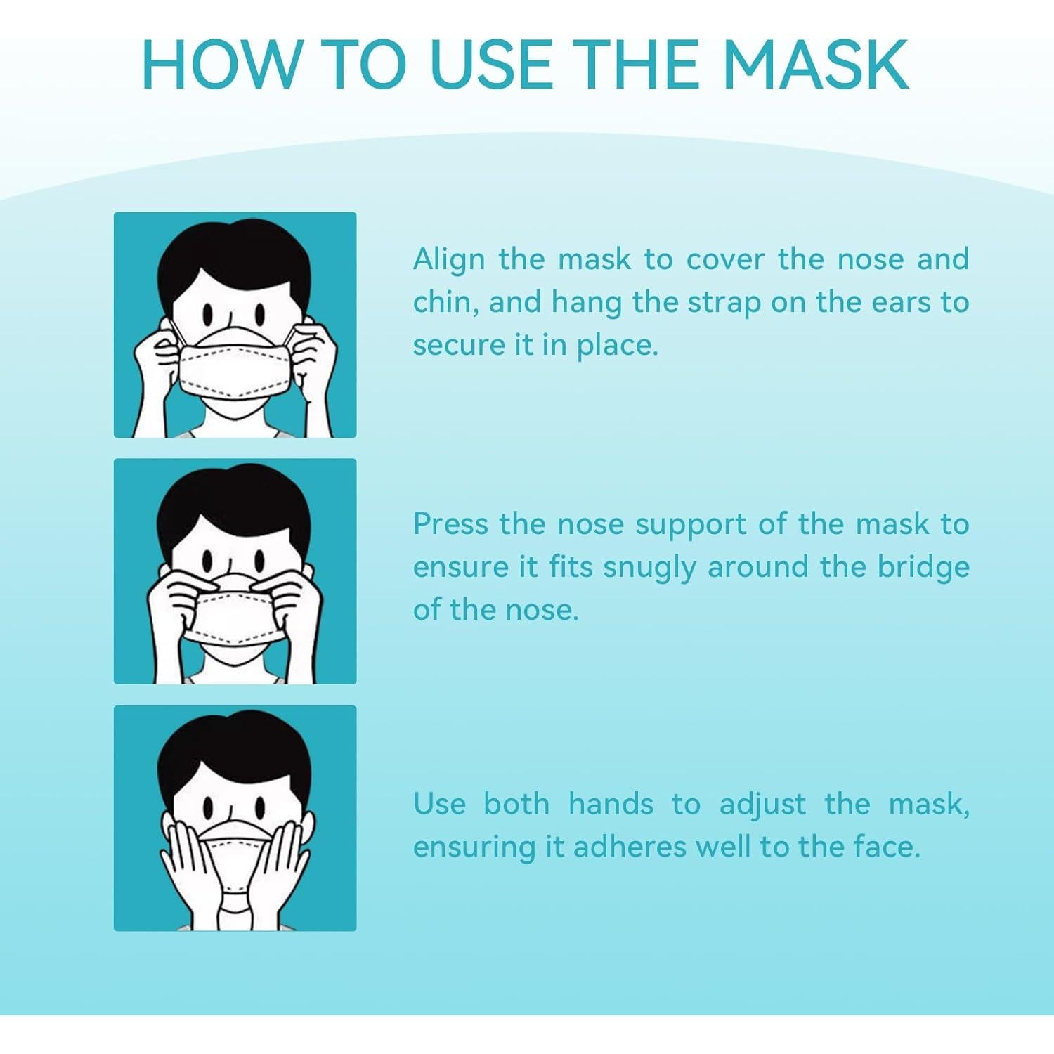 Mascarillas KF94 Negras Desechables 60pcs 4 Capas Eficiencia >95%