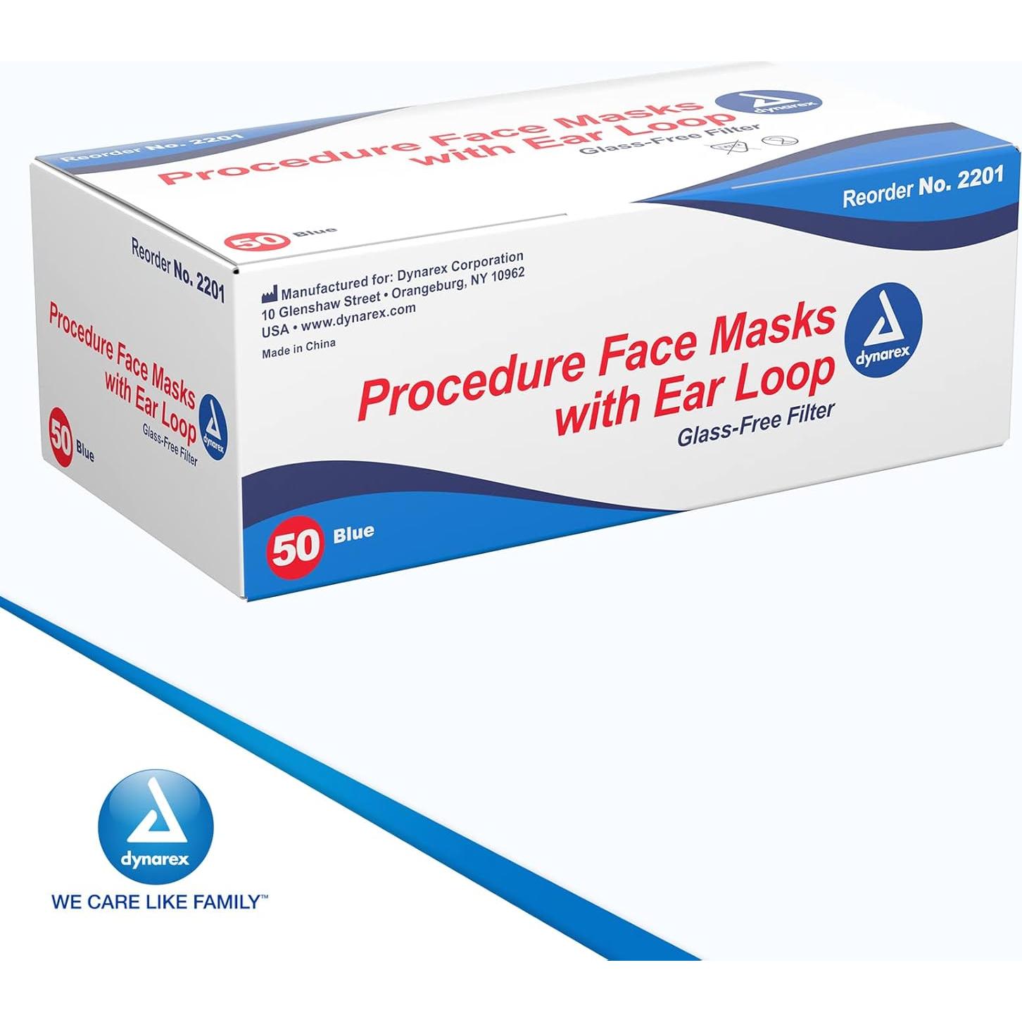 Mascarillas de Procedimiento Dynarex 2201U - 50 Unidades Azul