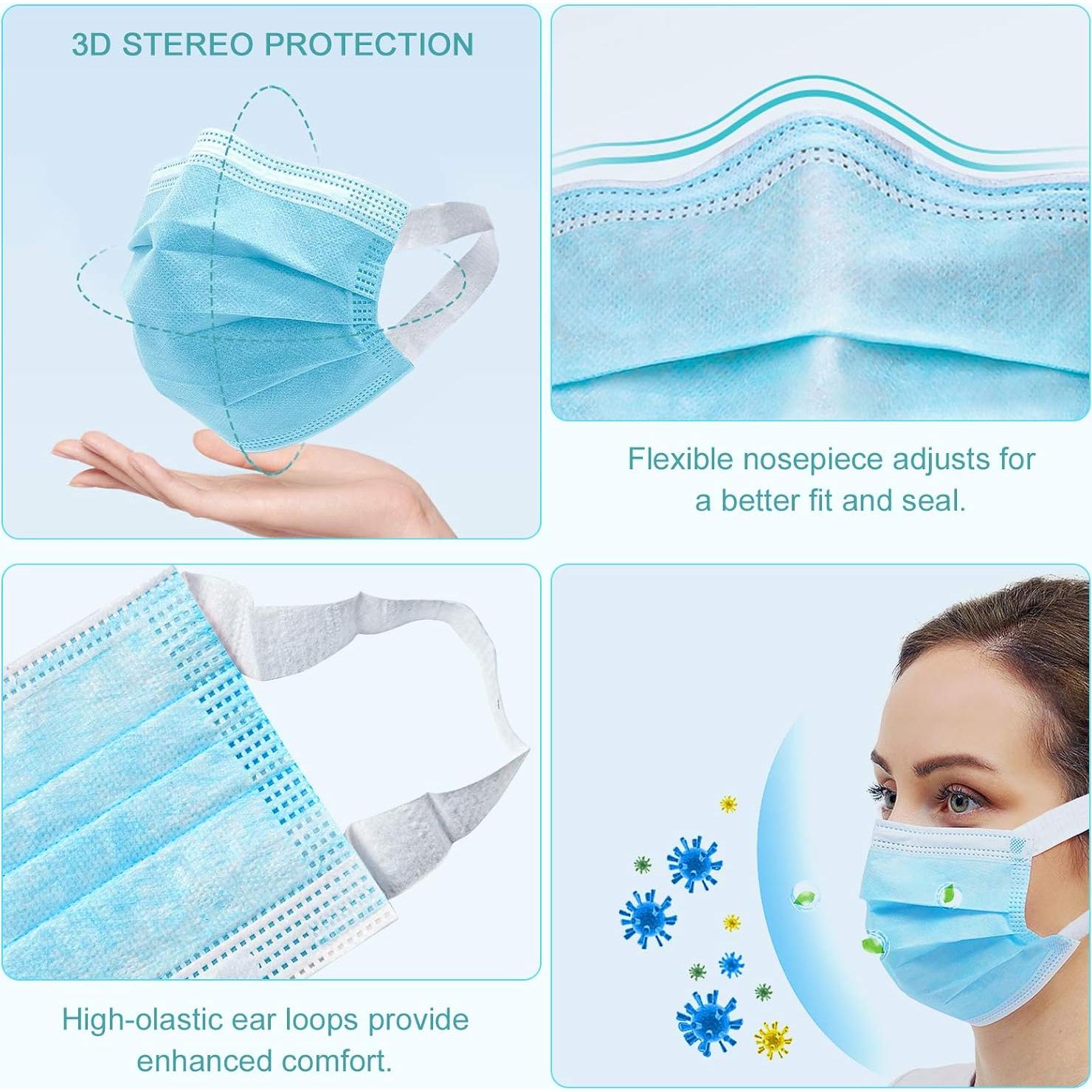 Mascarillas Desechables 3 Capas Toozoky - 50 Piezas Azul