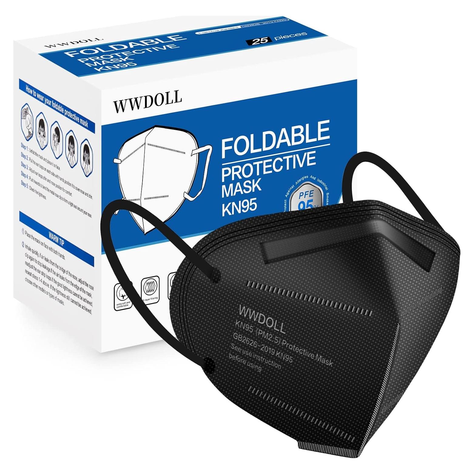 Mascarilla KN95 WWDOLL Paquete de 25 Unidades Transpirables