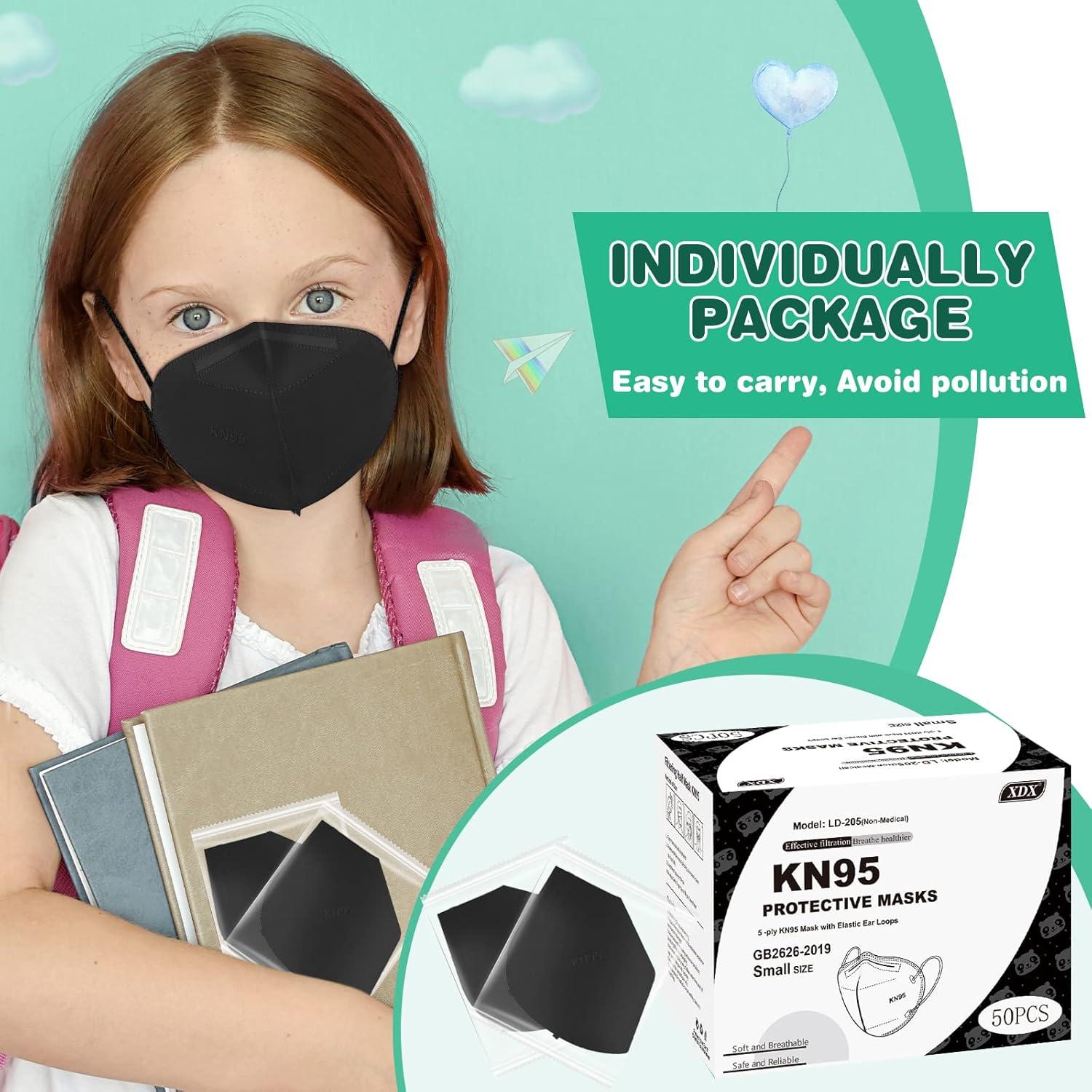 Mascarillas KN95 para Niños XDX 50 Pcs Individualmente Envuelta