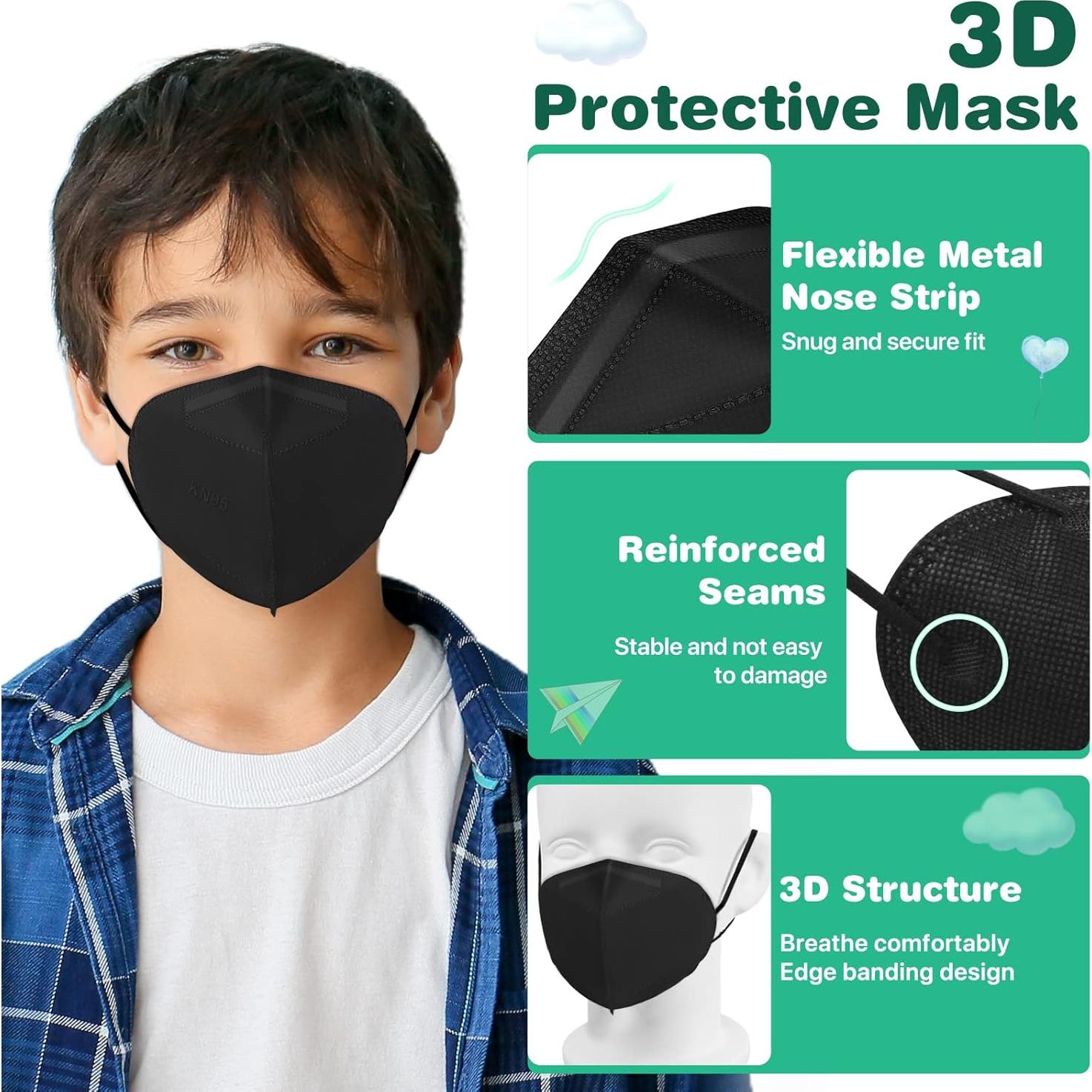 Mascarillas KN95 para Niños XDX 50 Pcs Individualmente Envuelta