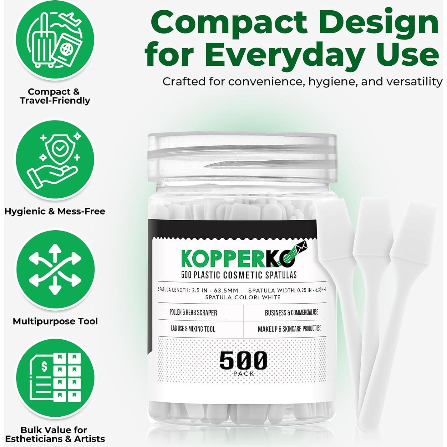 Mini Espátula Desechable BIKO - 500 Unidades, 6.35 cm, Blanca