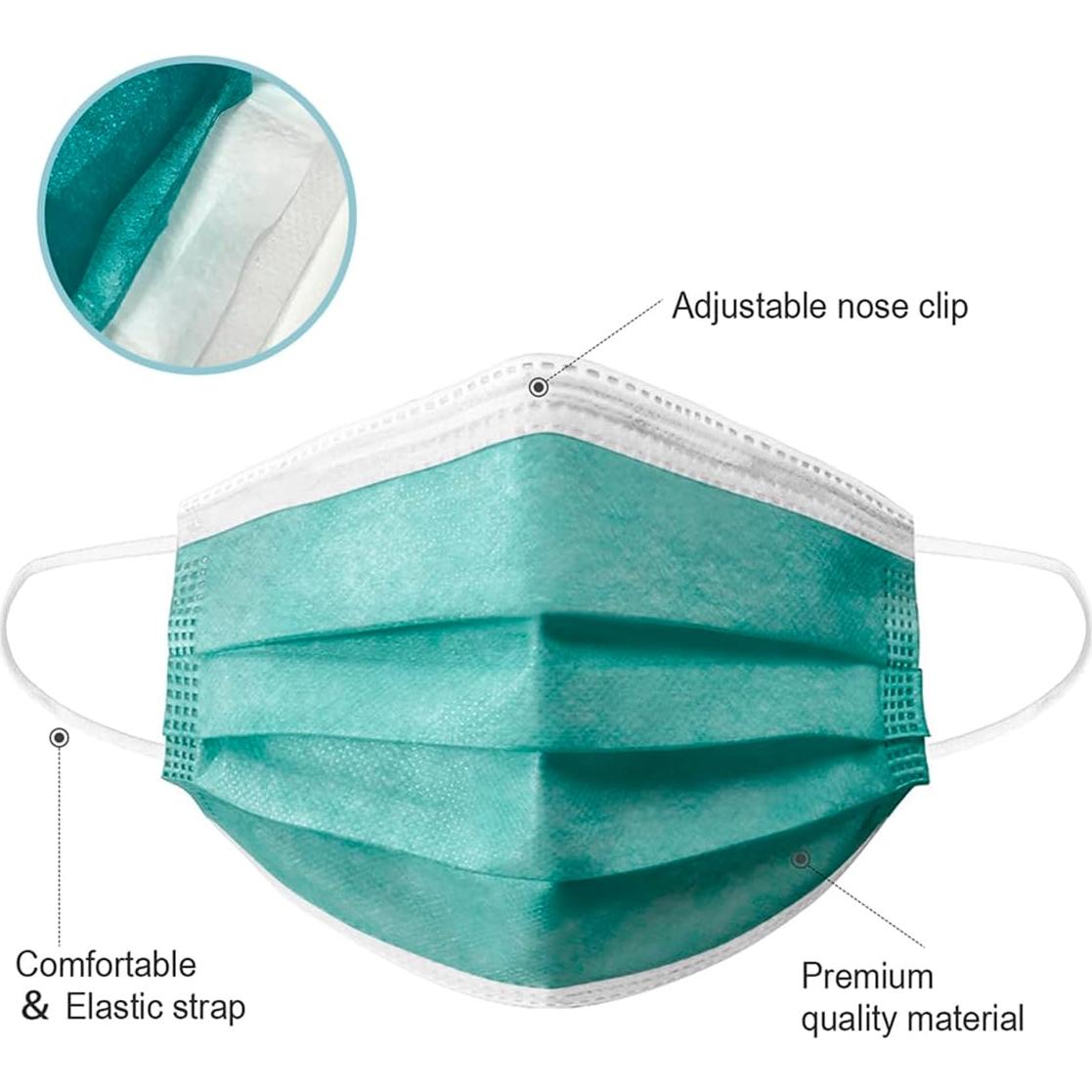 Mascarilla desechable 4 capas SafetyMask 50 piezas Verde