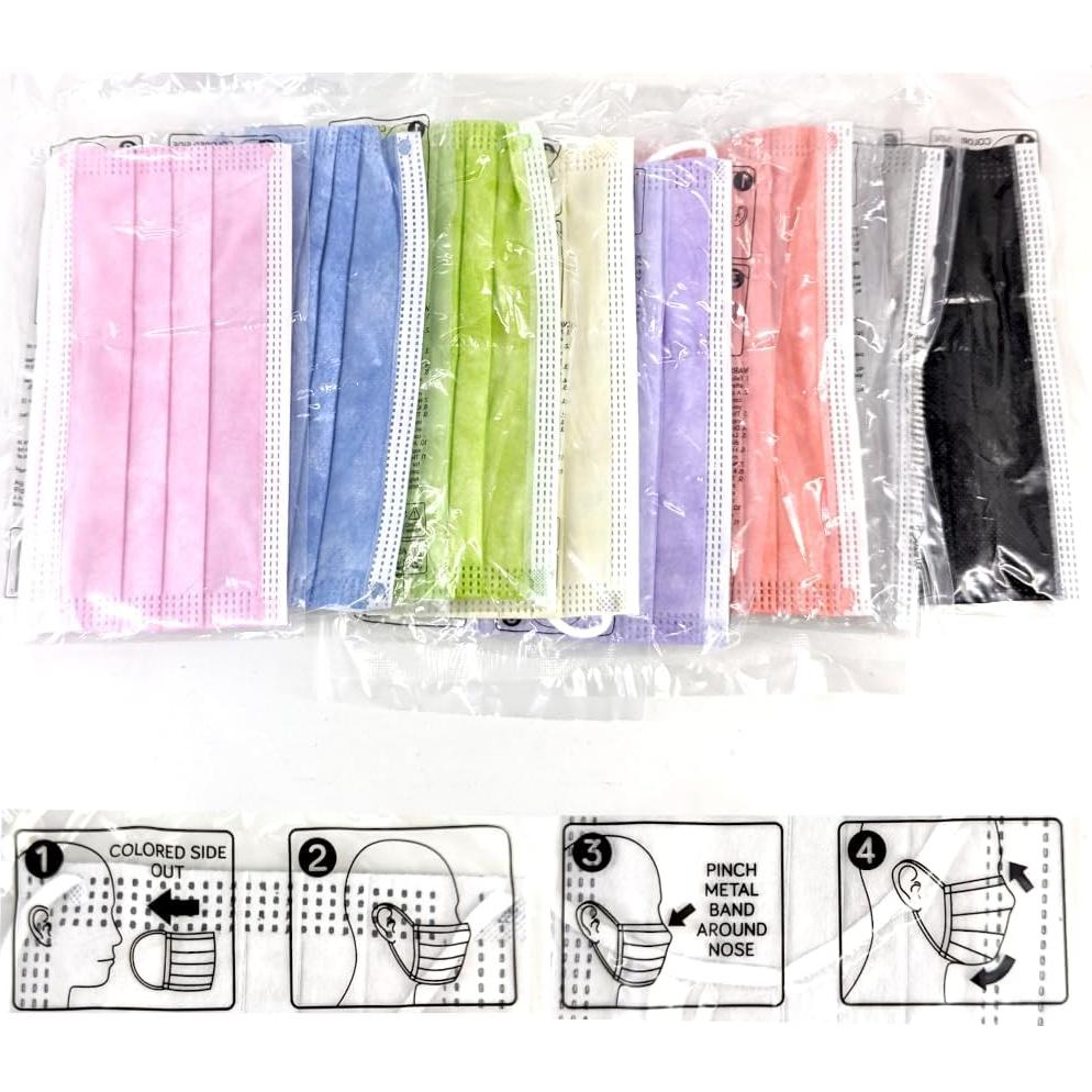 Mascarillas Desechables 3 Capas Individuales 80 Piezas Colores