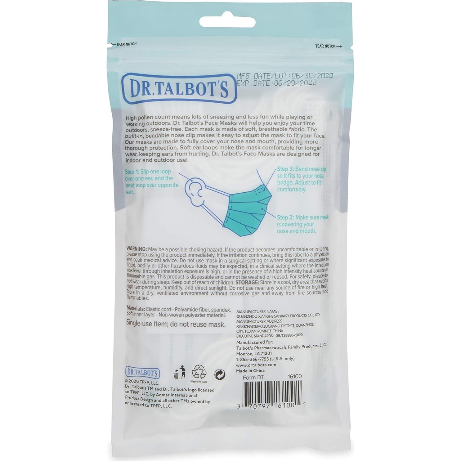 Máscaras Faciales Desechables Dr. Talbot para Adolescentes 10 Unidades