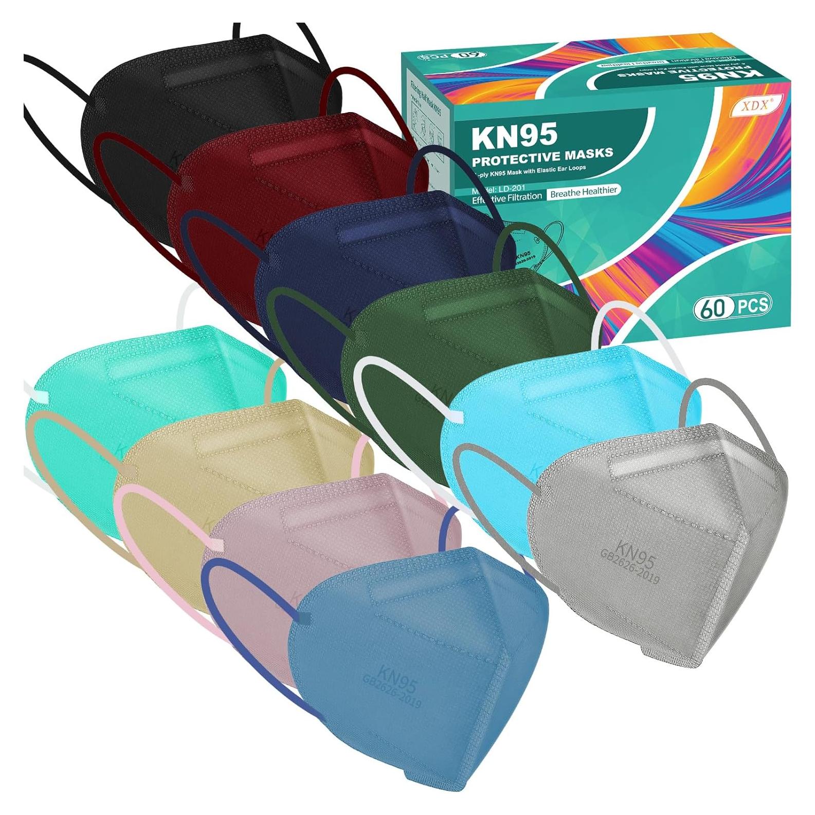 Mascarillas KN95 XDX 60 Paquetes Adultos Multicolor 5 Capas