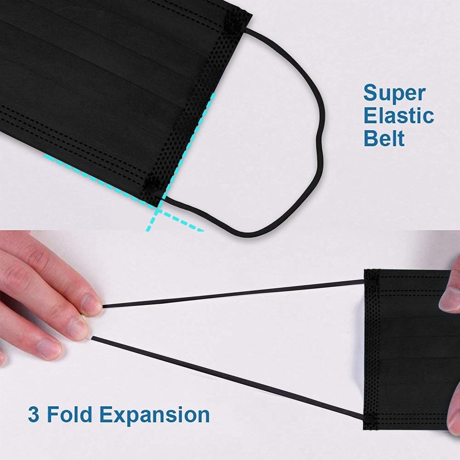 Mascarillas Desechables Biwisy 50 Pcs 3 Capas Color Negro