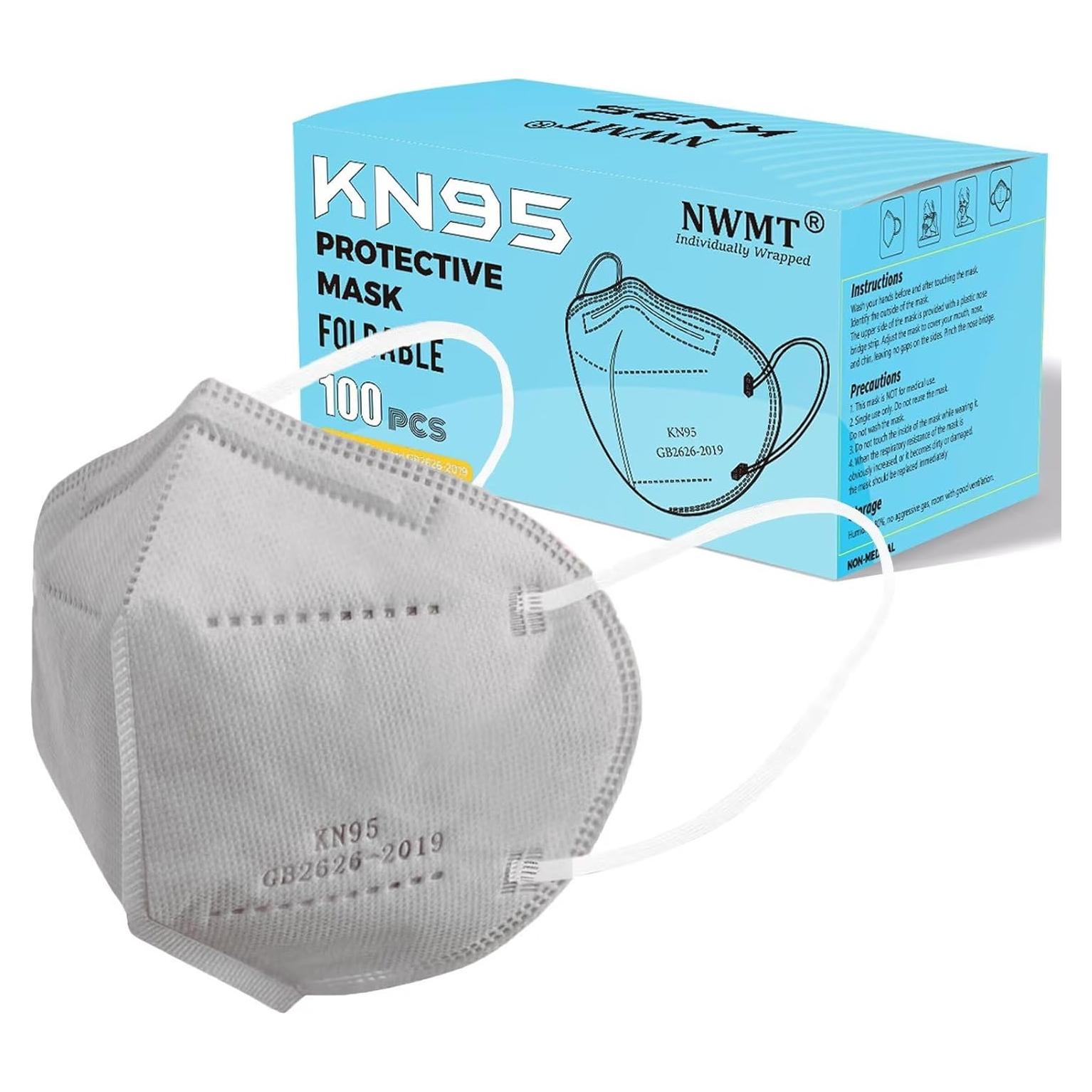 Mascarillas KN95 Grises 100 Unidades Desechables Alta Filtración