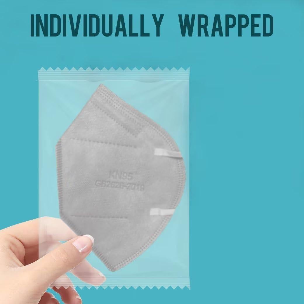 Mascarillas KN95 Grises 100 Unidades Desechables Alta Filtración