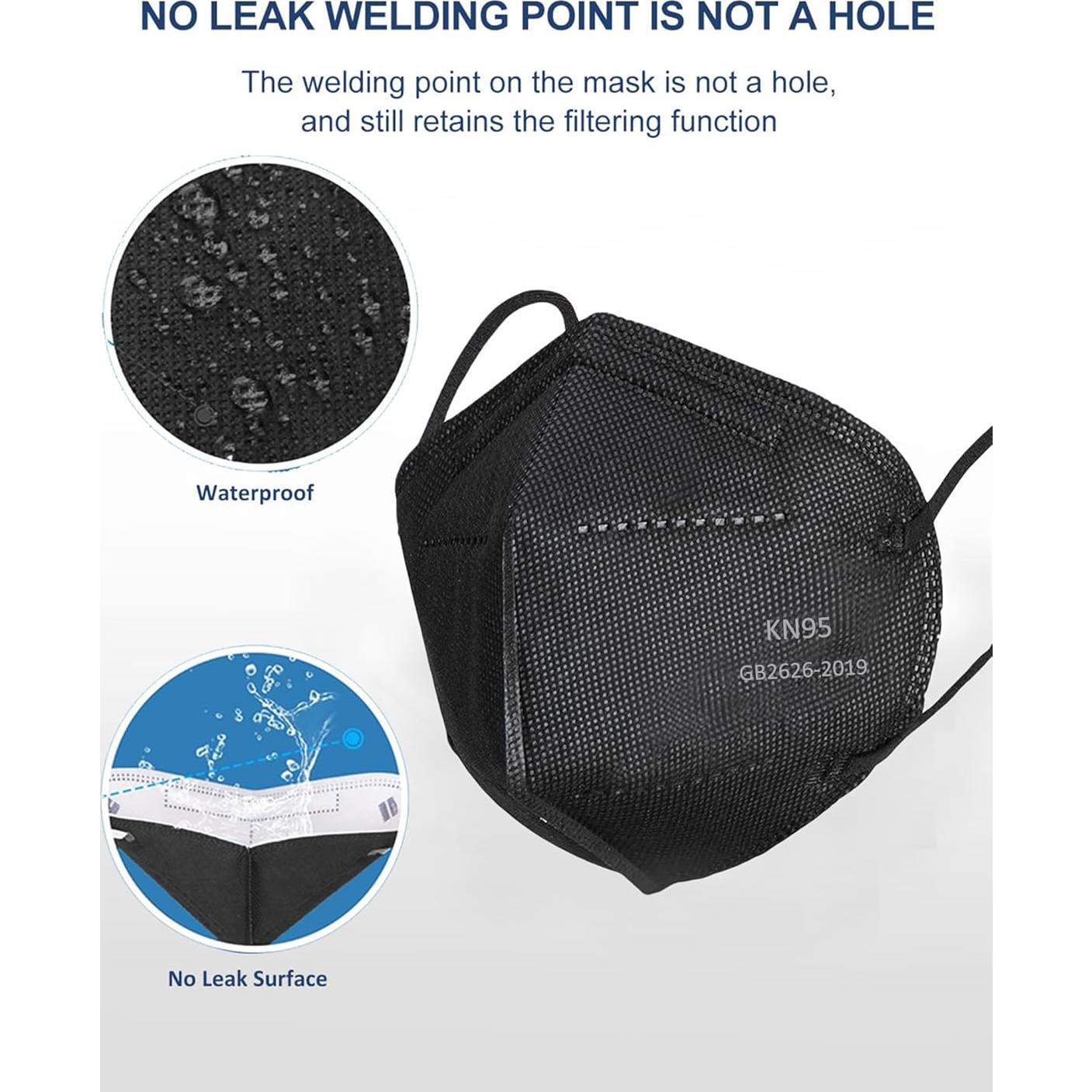 Mascarillas KN95 Negras 100 Unidades 5 Capas Transpirables