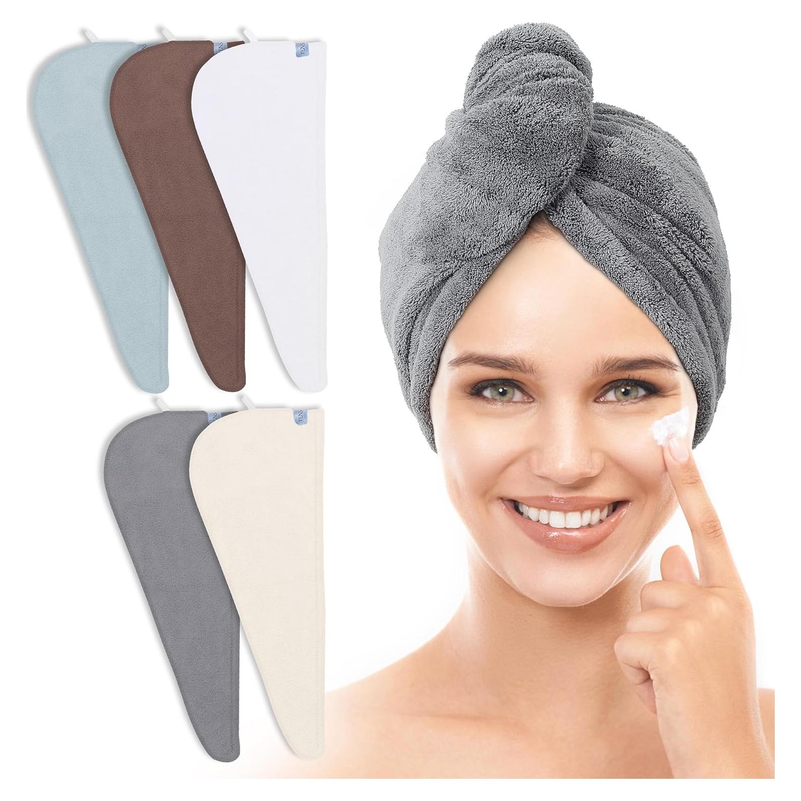 Toallas de Microfibra para Cabello TENSTARS - 5 Piezas 28x71 cm