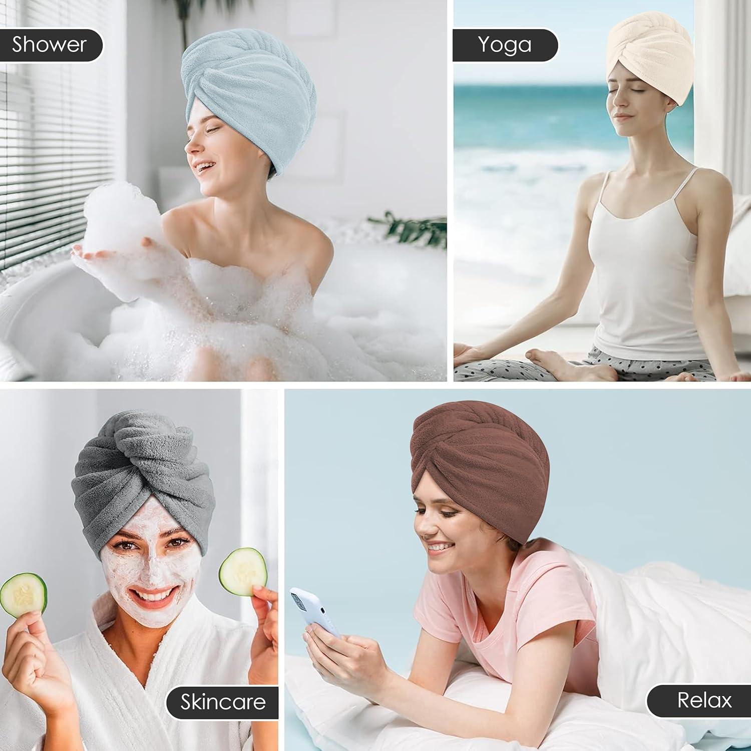 Toallas de Microfibra para Cabello TENSTARS - 5 Piezas 28x71 cm