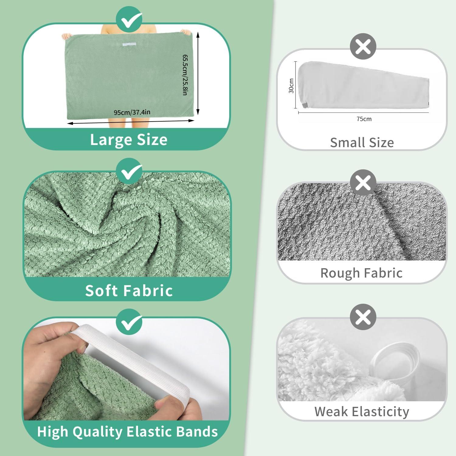 Paquete de 2 Toallas de Microfibra Verde Extra Grande 95x67cm