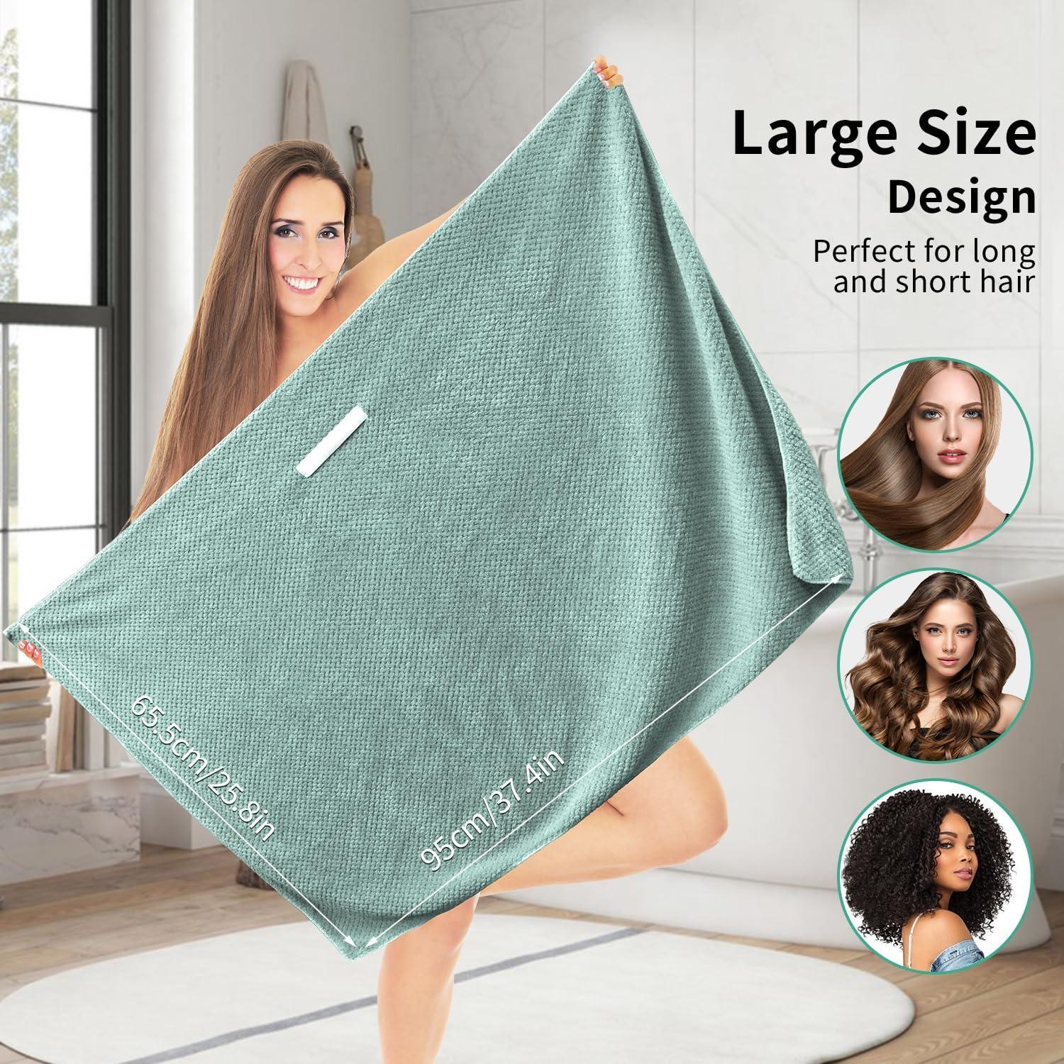 Paquete de 2 Toallas de Microfibra Verde Extra Grande 95x67cm