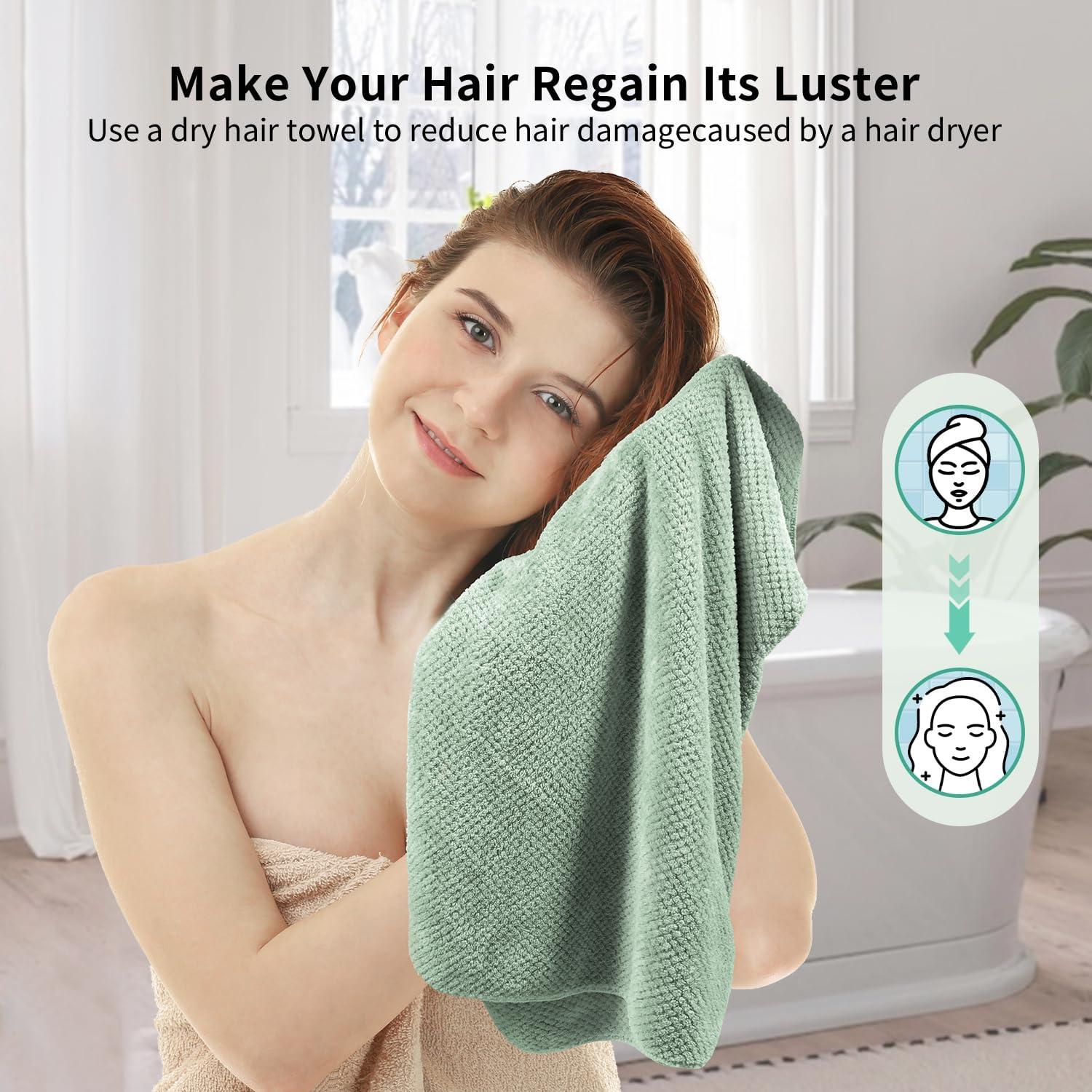 Paquete de 2 Toallas de Microfibra Verde Extra Grande 95x67cm