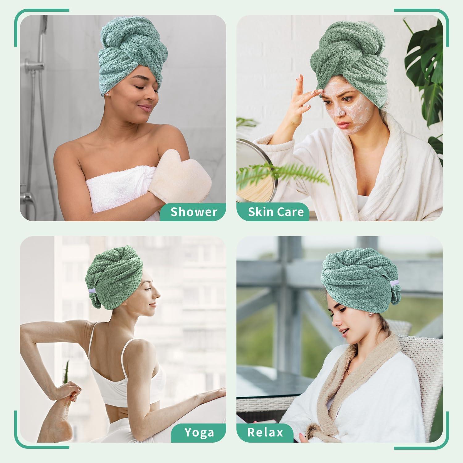 Paquete de 2 Toallas de Microfibra Verde Extra Grande 95x67cm