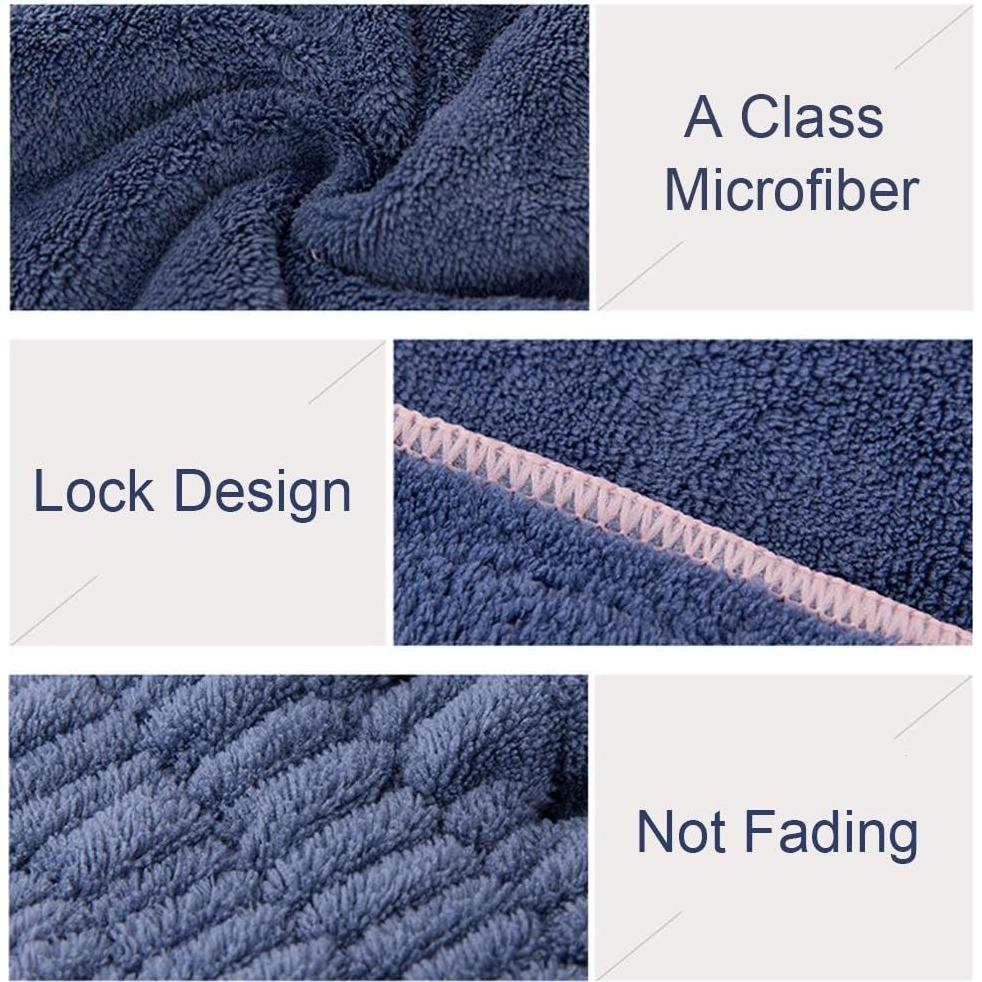 Gorras de Secado de Cabello Jseng Microfibra 2 Piezas Azul-Beige