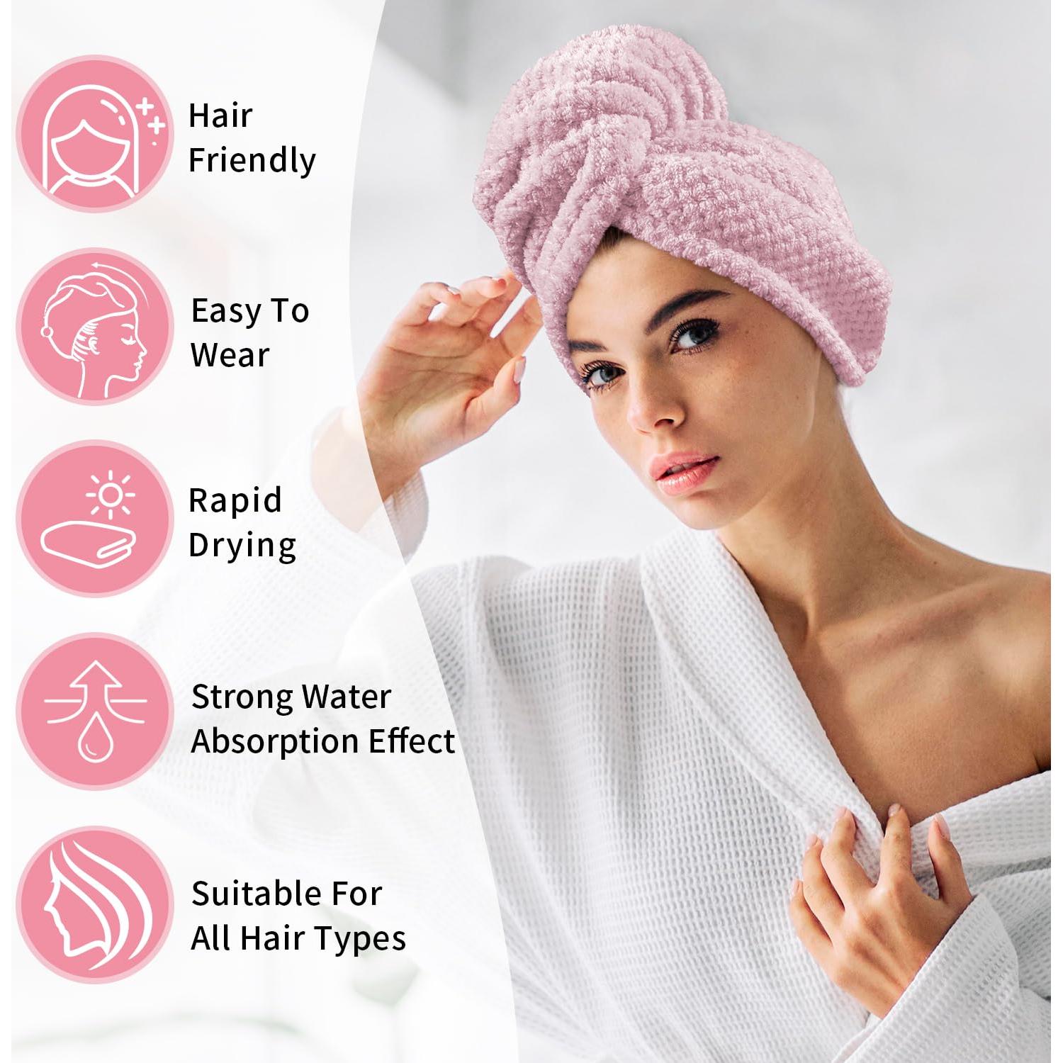 Paquete de 3 Toallas de Microfibra para Cabello Mis Cosas Novedosas - Secado Rápido, 64.5x24.9 cm