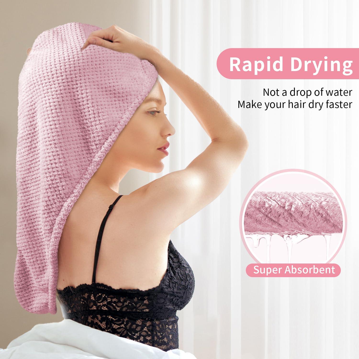 Paquete de 3 Toallas de Microfibra para Cabello Mis Cosas Novedosas - Secado Rápido, 64.5x24.9 cm