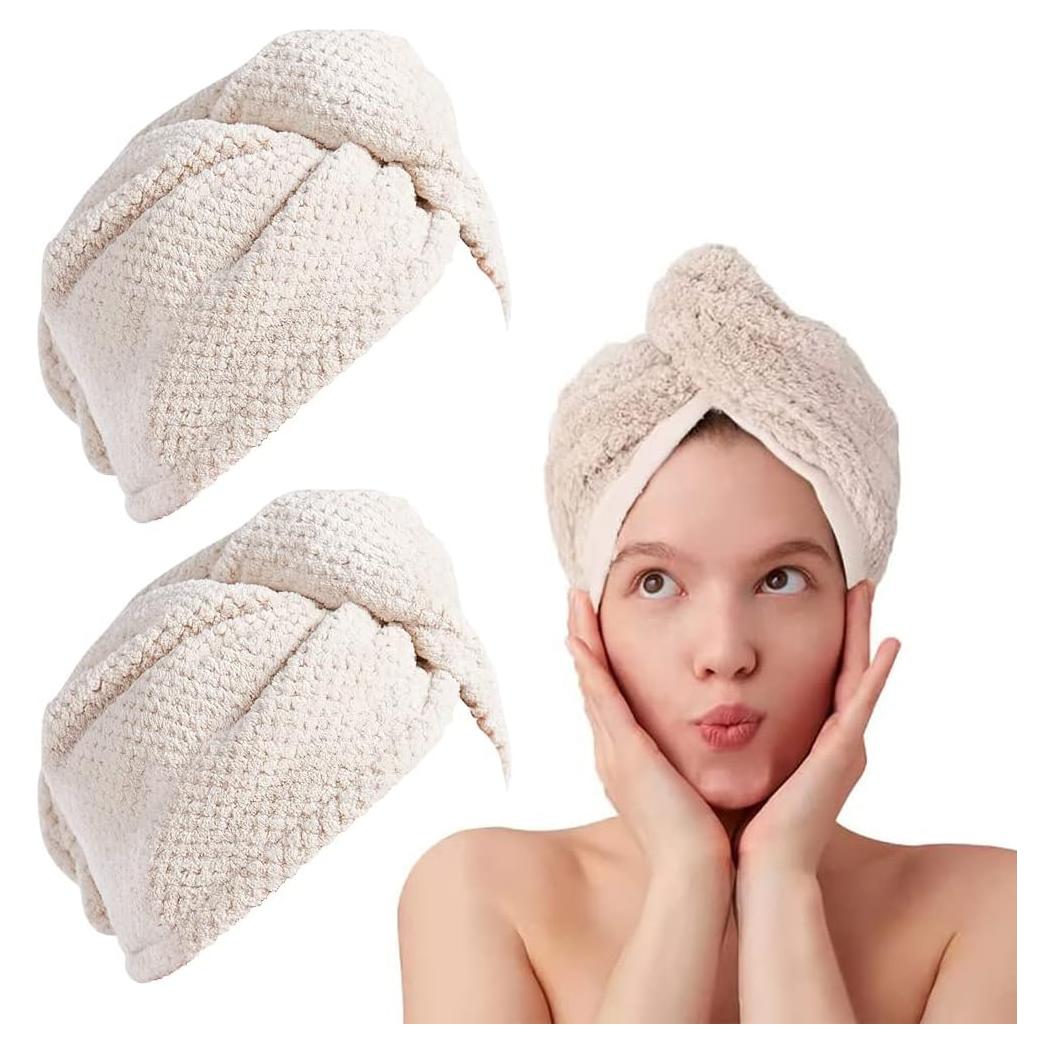 Toalla de Microfibra para Cabello LIVIN'MADE 61x25 cm Crema