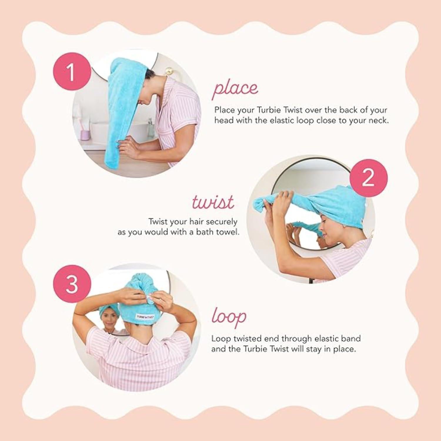 Turbie Twist Toalla de Microfibra para Cabello - 2 Piezas