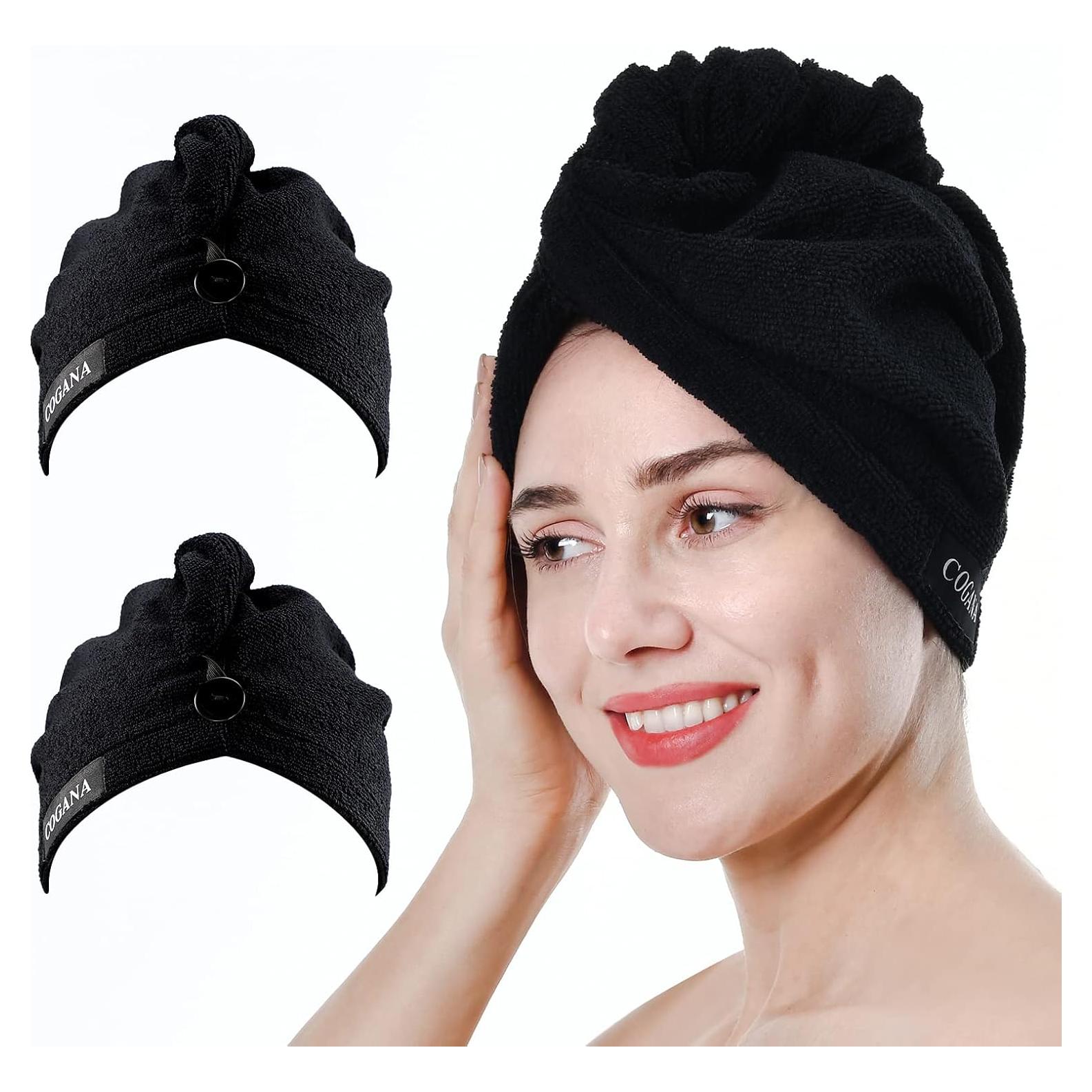 Paquete de 2 Toallas de Microfibra COGANA para Cabello Negro