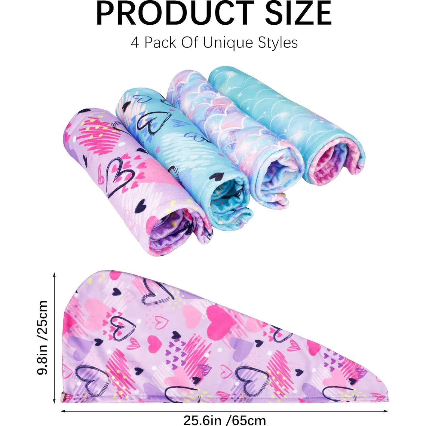 Toallas de Microfibra para Secar Cabello RETON - 4 Piezas 65x25cm