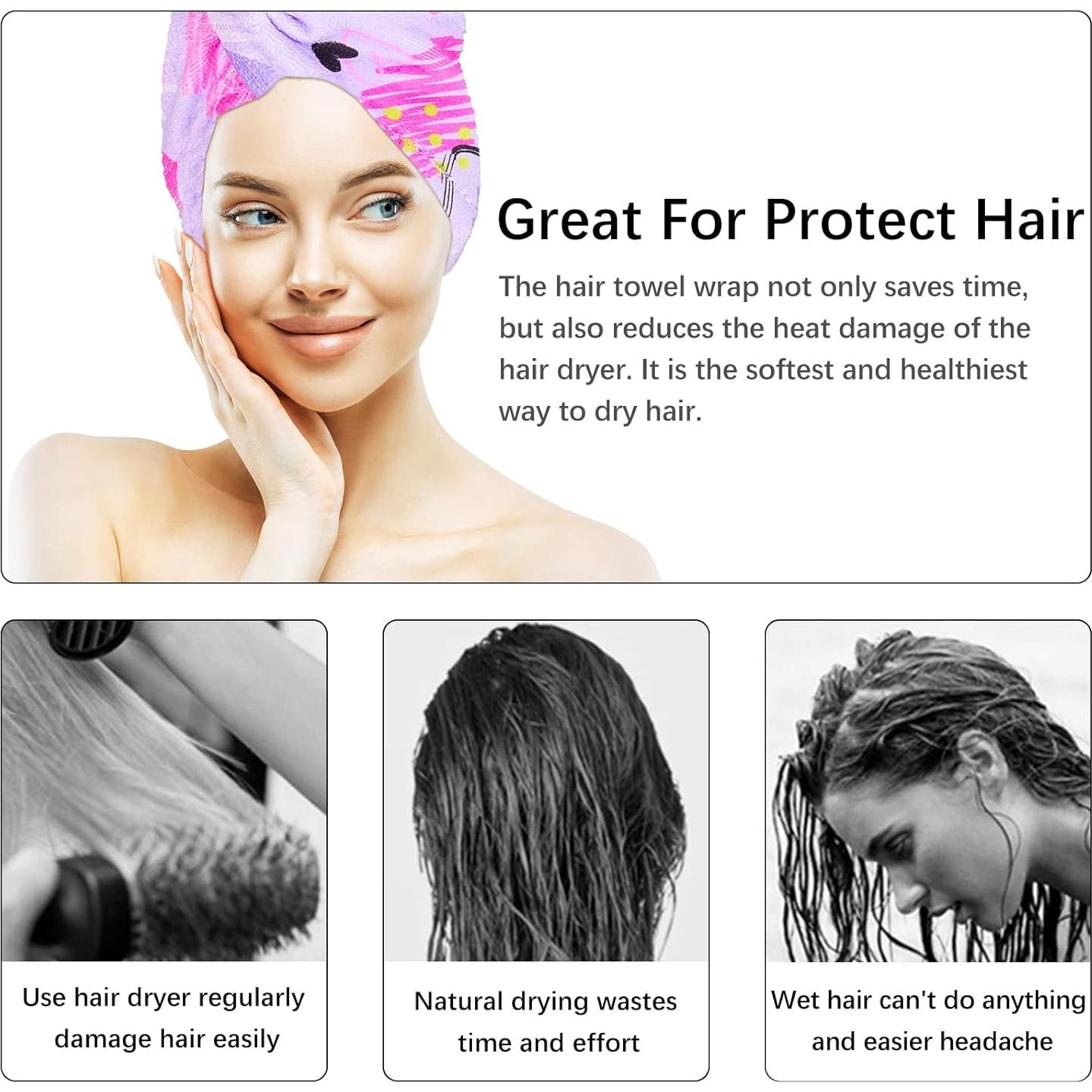 Toallas de Microfibra para Secar Cabello RETON - 4 Piezas 65x25cm