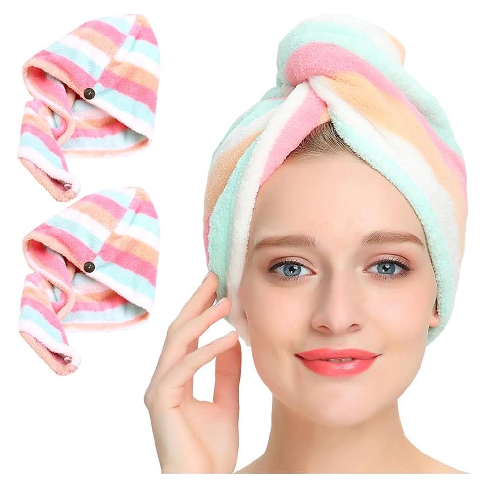 Toalla de Microfibra AuroTrends para Cabello 2Pack Arcoíris