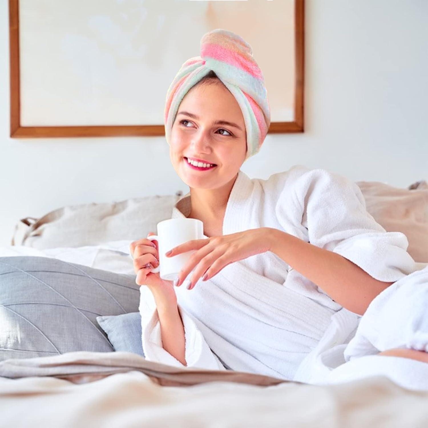 Toalla de Microfibra AuroTrends para Cabello 2Pack Arcoíris