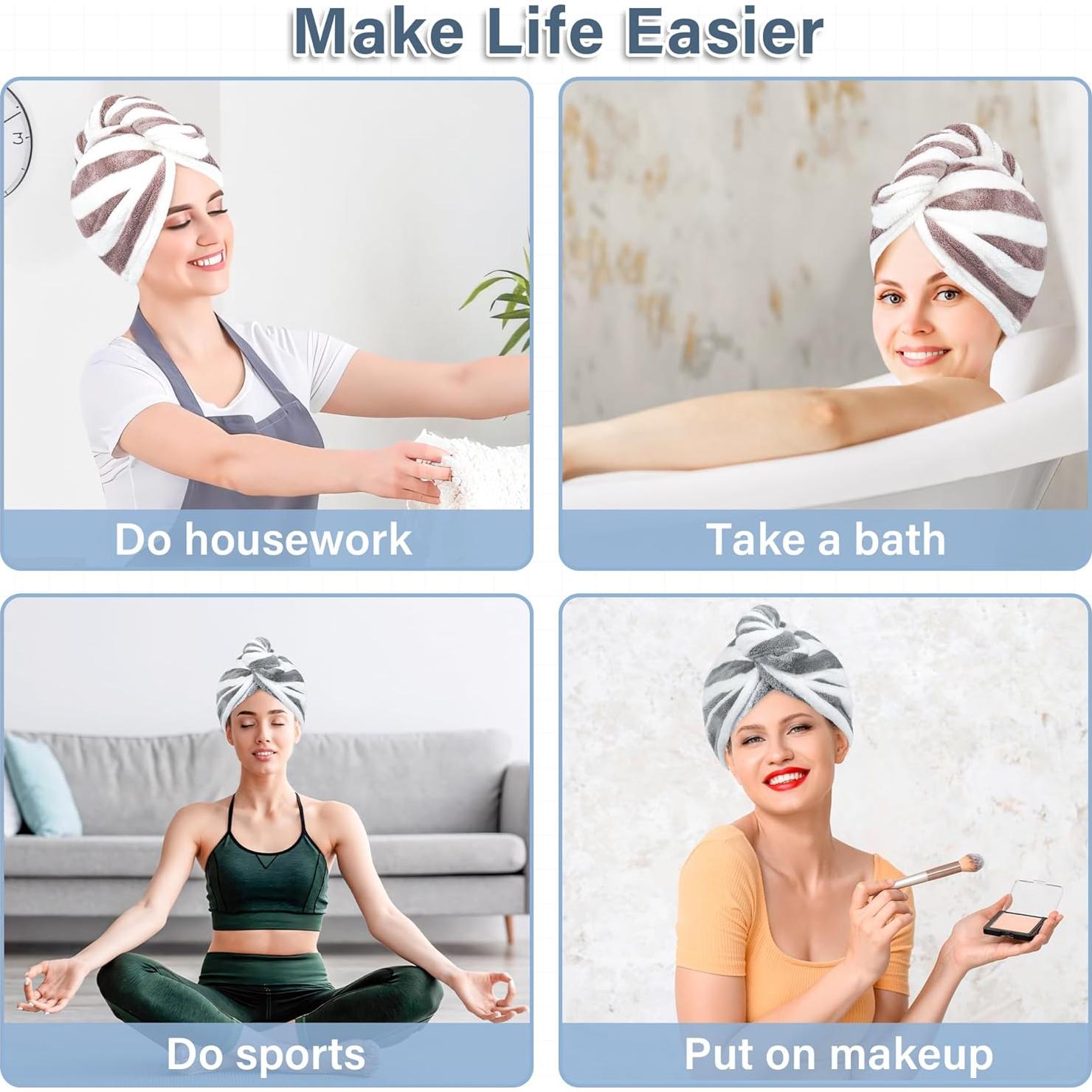 Toalla de Microfibra para el Cabello YiRayon Azul Púrpura 65.8x25.9cm