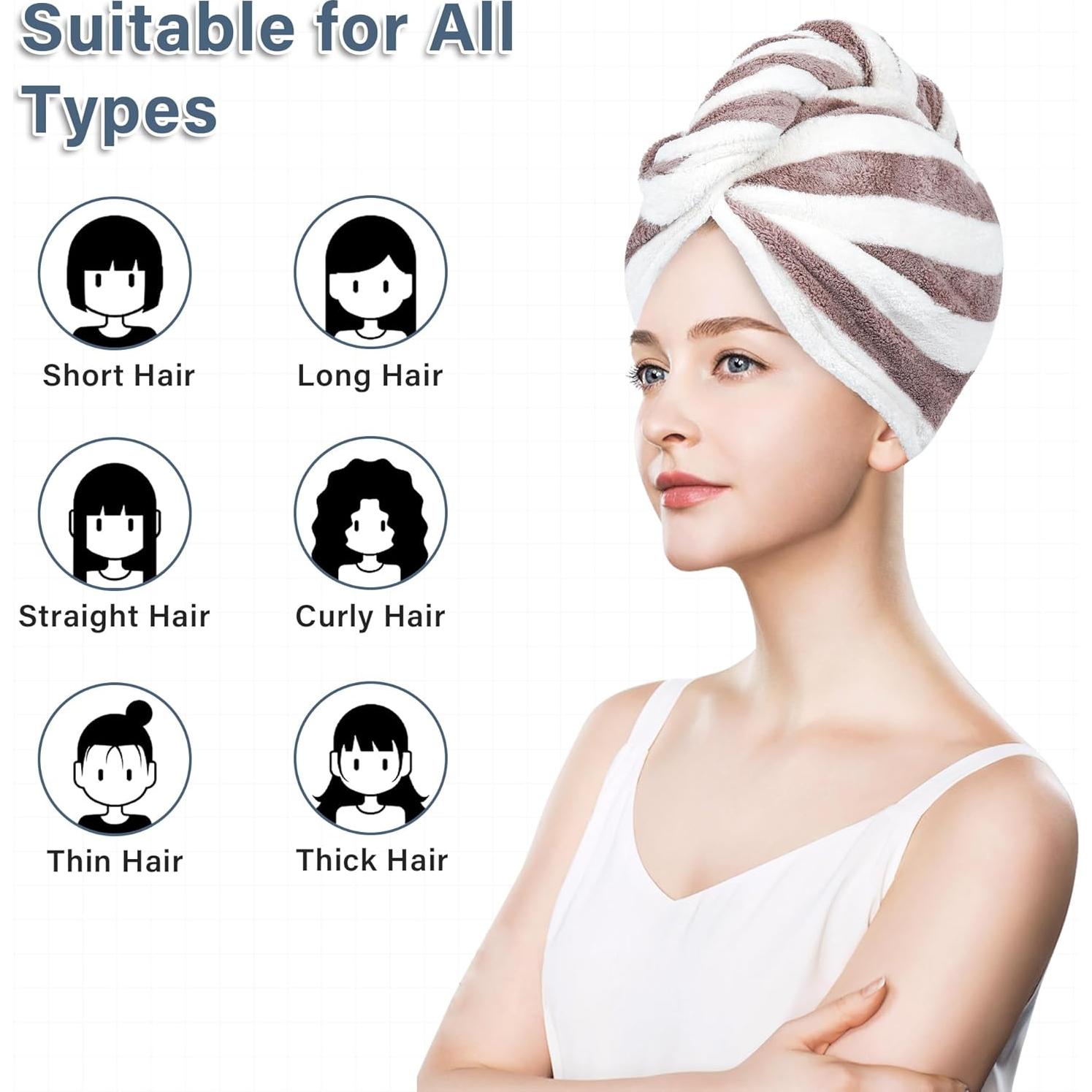 Toalla de Microfibra para el Cabello YiRayon Azul Púrpura 65.8x25.9cm