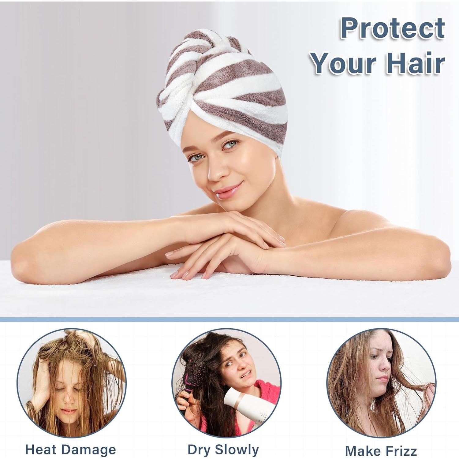 Toalla de Microfibra para el Cabello YiRayon Azul Púrpura 65.8x25.9cm