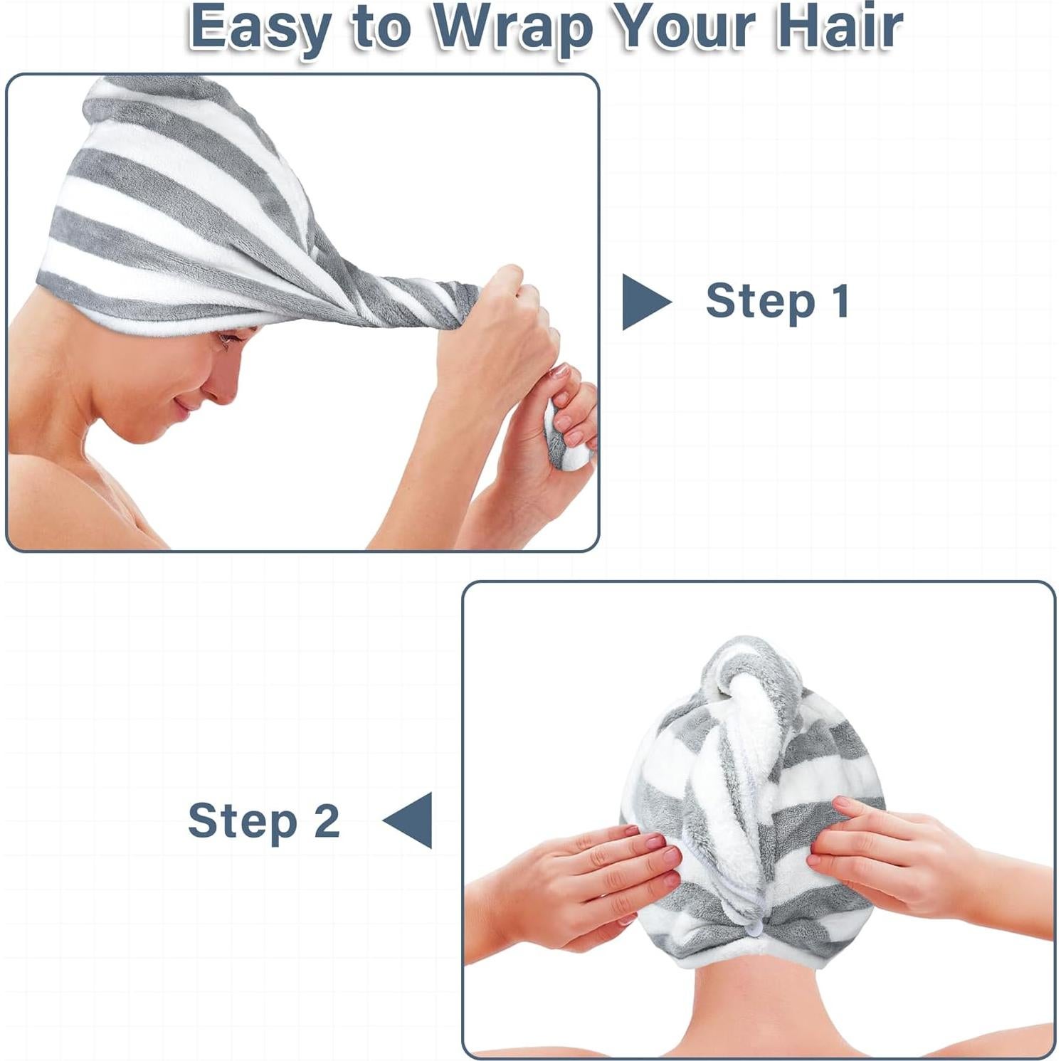 Toalla de Microfibra para el Cabello YiRayon Azul Púrpura 65.8x25.9cm