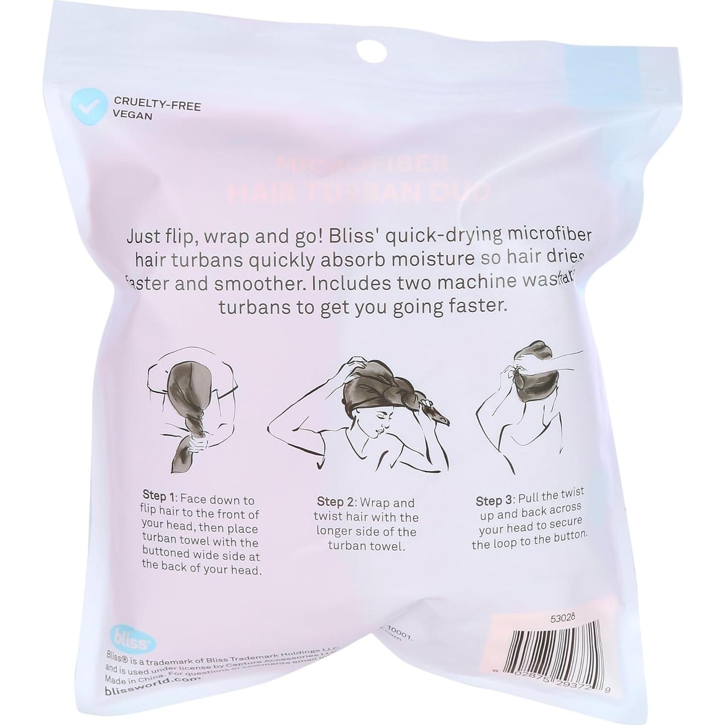 Dúo de Turbantes de Microfibra Bliss - Secado Rápido