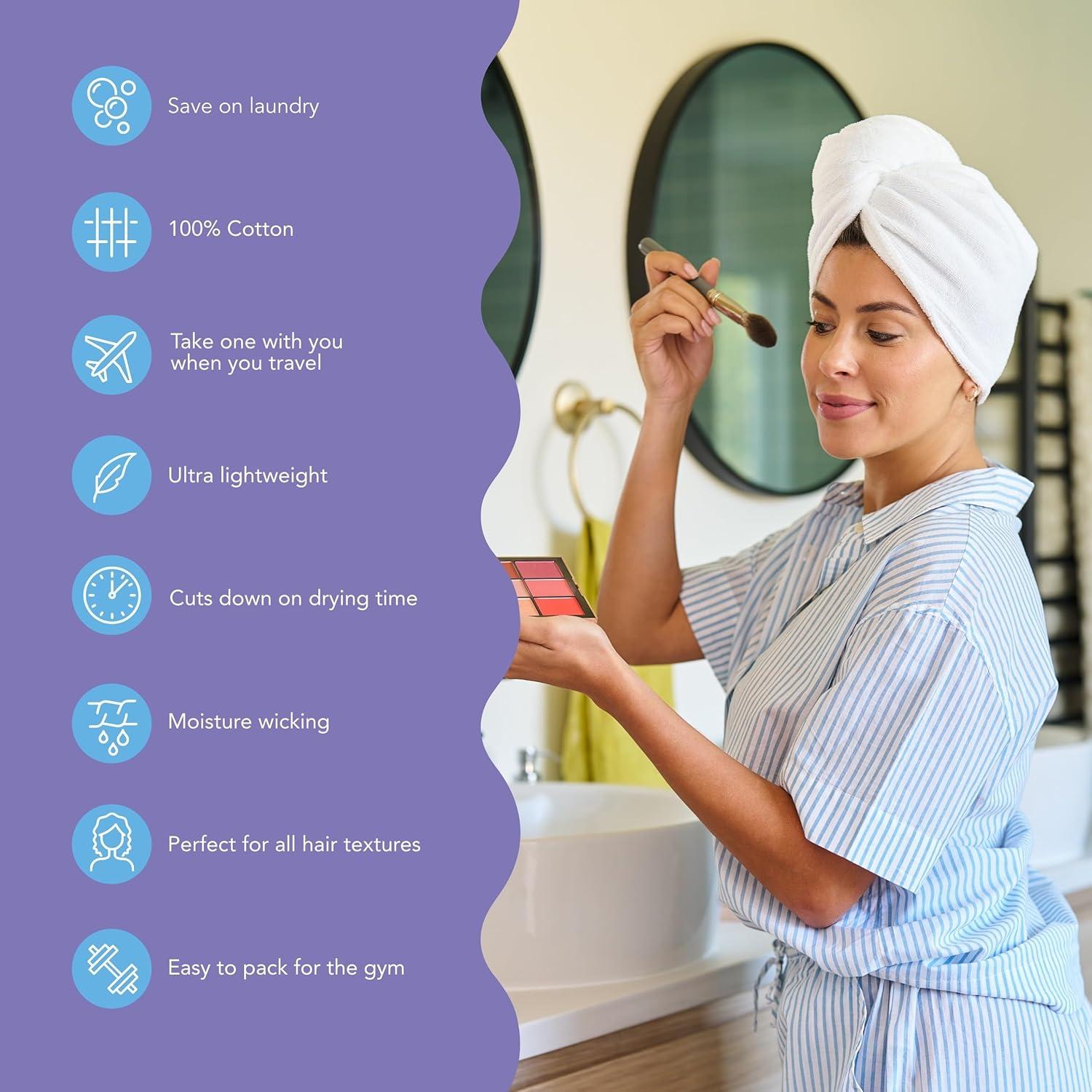 Turbie Twist Toallas de Algodón para Cabello - Paquete de 3 - Secado Rápido