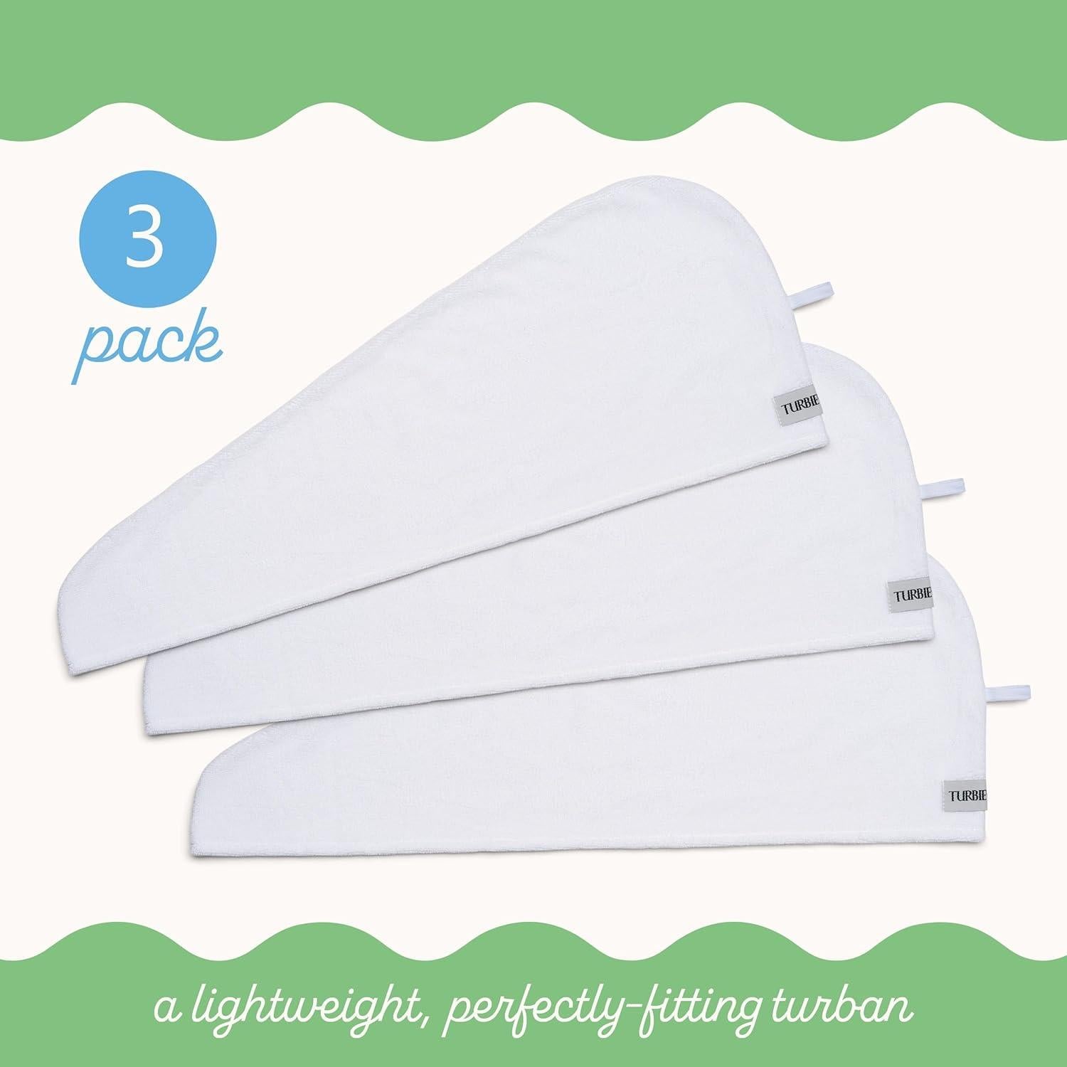 Turbie Twist Toallas de Algodón para Cabello - Paquete de 3 - Secado Rápido