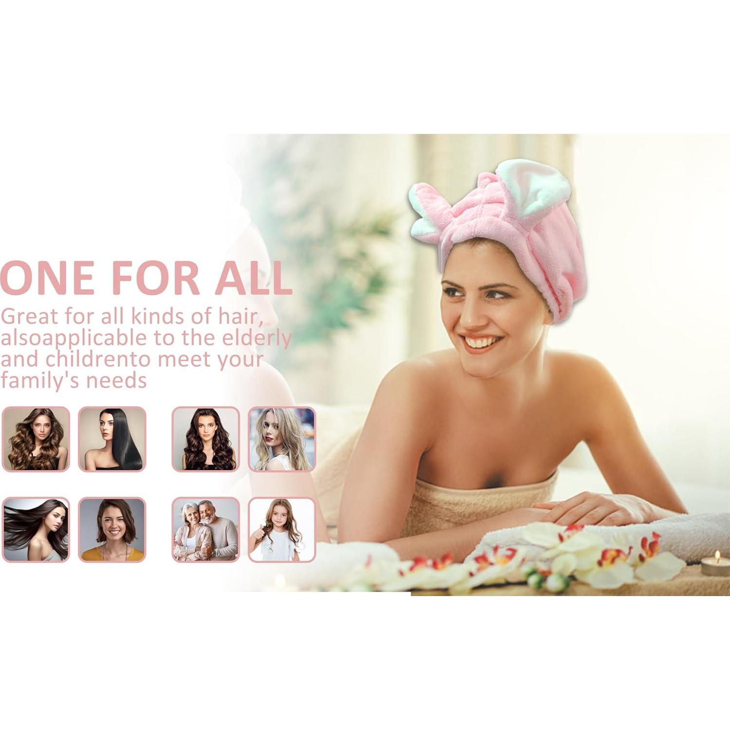 Toallas de Microfibra para Cabello fhgnysm - 2 Unidades Rosa