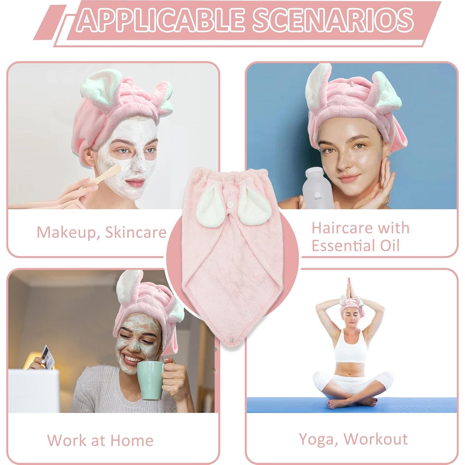 Toallas de Microfibra para Cabello fhgnysm - 2 Unidades Rosa