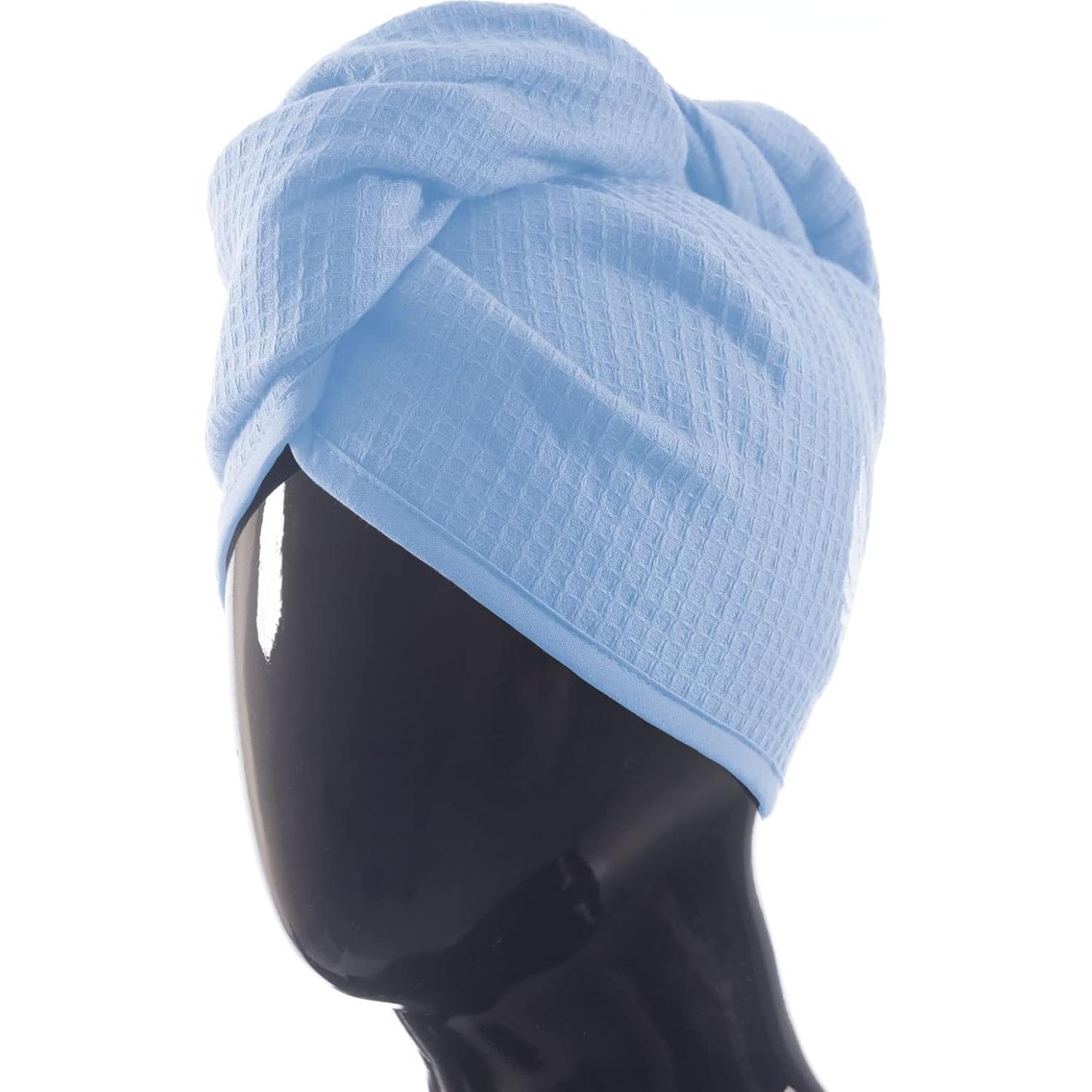 Toalla de Cabello Selarus 100% Algodón Turco 400-GSM Azul